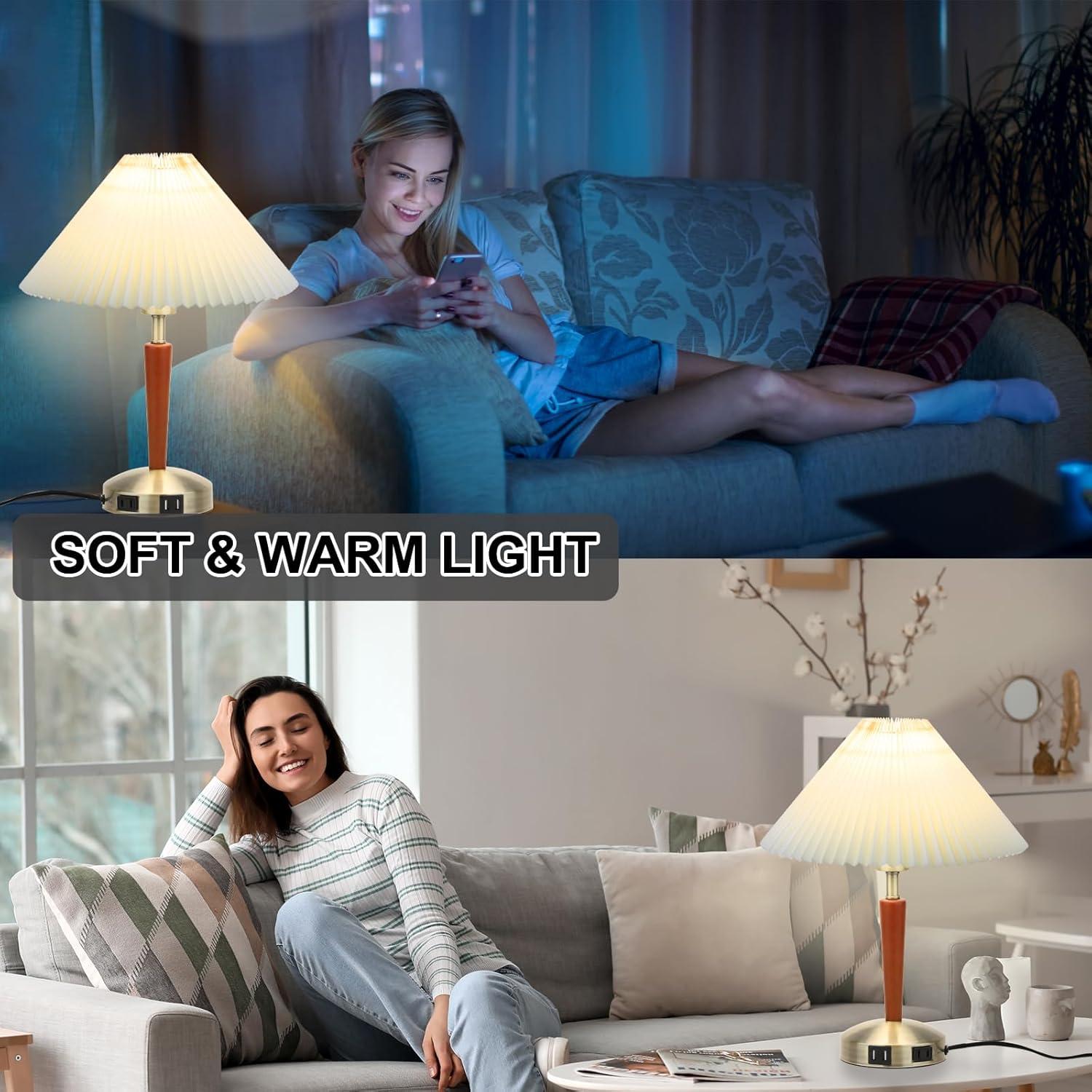 Lámpara de Mesa Táctil LALISU con Regulación 3 Niveles Marrón