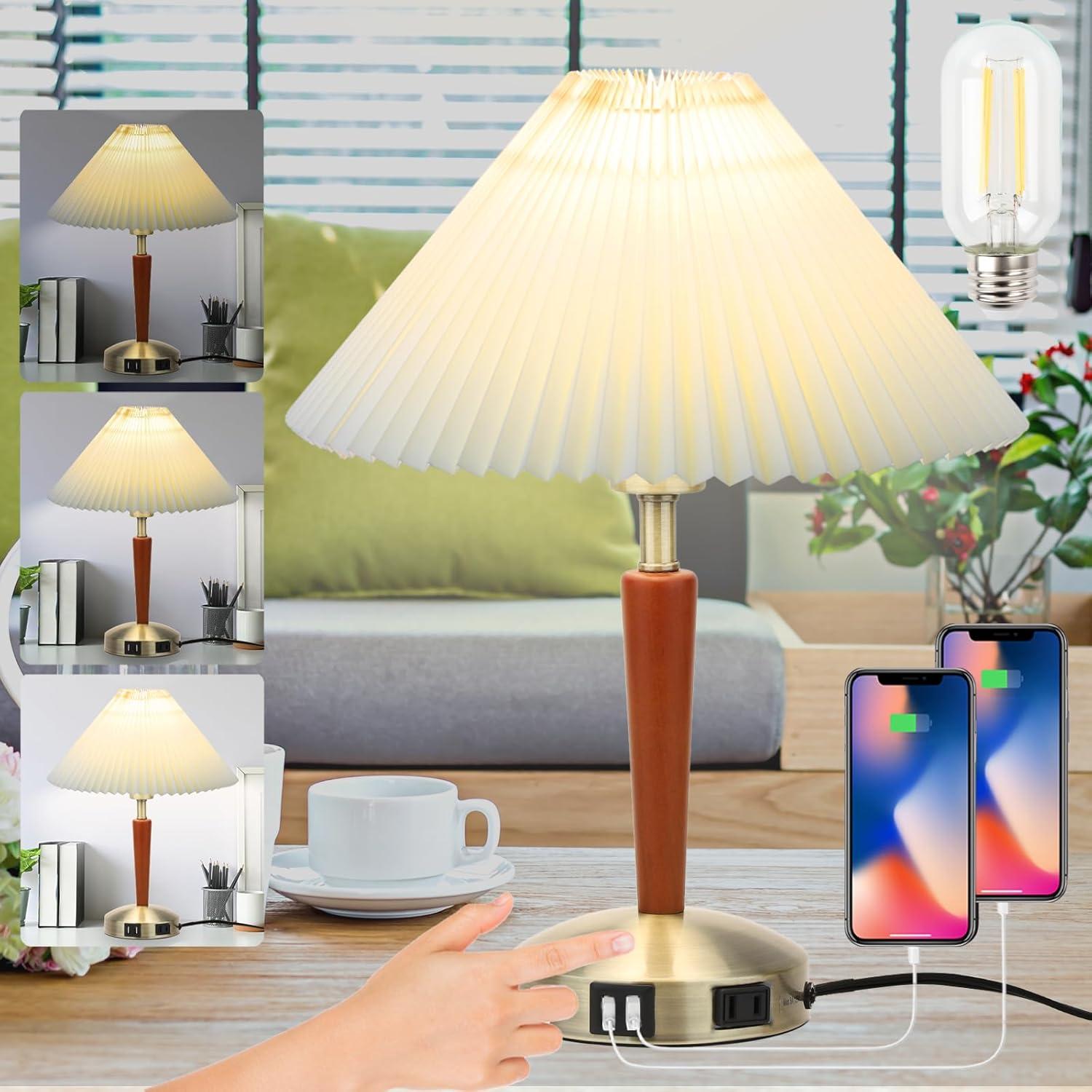Lámpara de Mesa Táctil LALISU con Regulación 3 Niveles Marrón