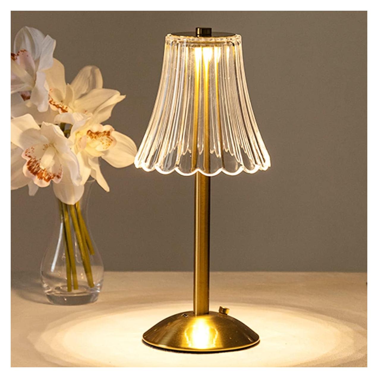 Lámpara de Mesa Inalámbrica HEQET LED Dorada 30 cm Carga USB