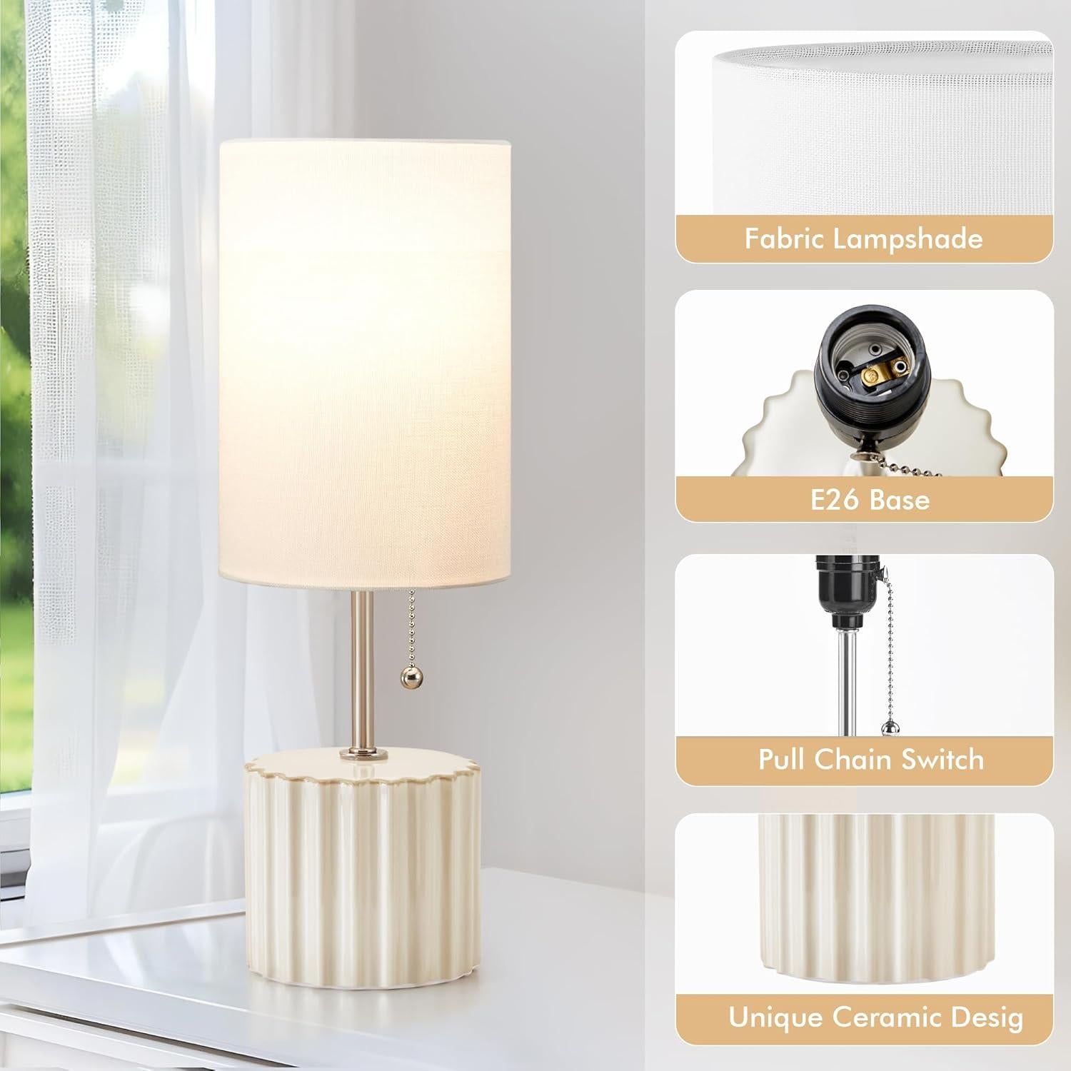 Juego de 2 lámparas de mesa cerámica blanca GyroVu 3 temperaturas