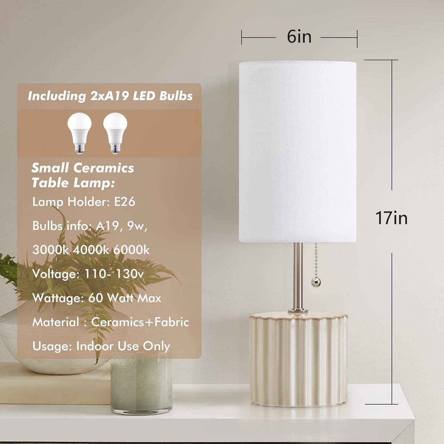 Juego de 2 lámparas de mesa cerámica blanca GyroVu 3 temperaturas