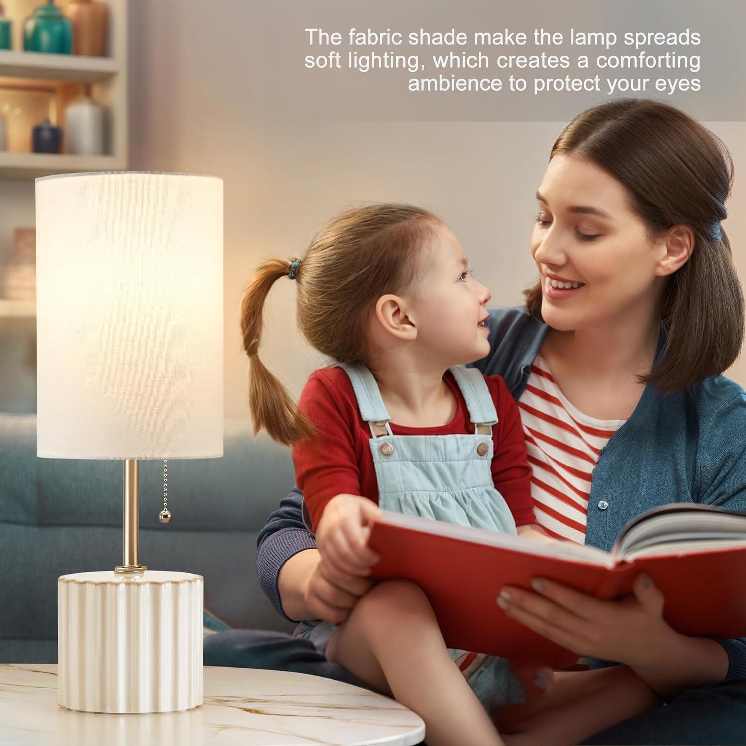 Juego de 2 lámparas de mesa cerámica blanca GyroVu 3 temperaturas