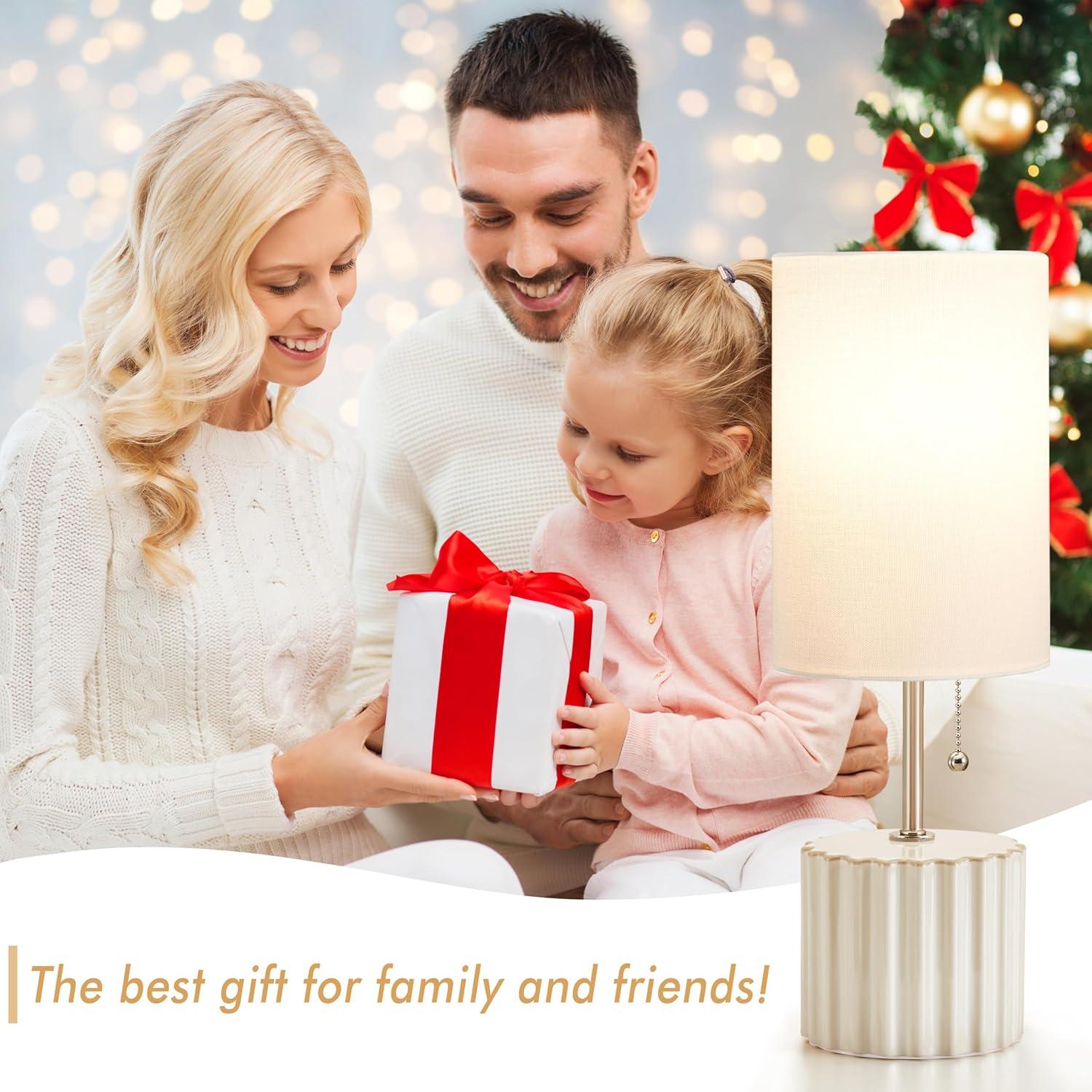 Juego de 2 lámparas de mesa cerámica blanca GyroVu 3 temperaturas