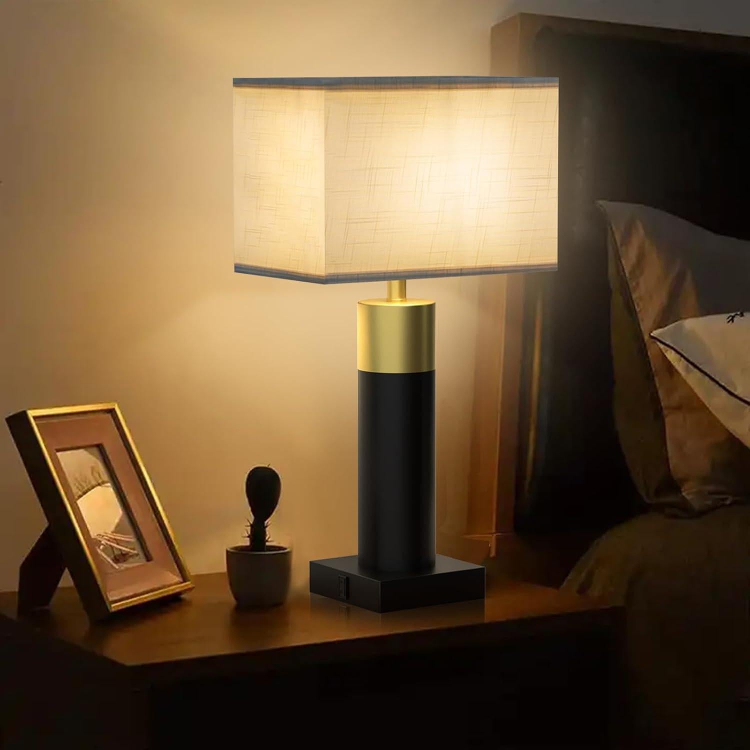 Lámpara de Mesa Táctil OYedis 55.88 cm 3 Niveles USB-C y USB