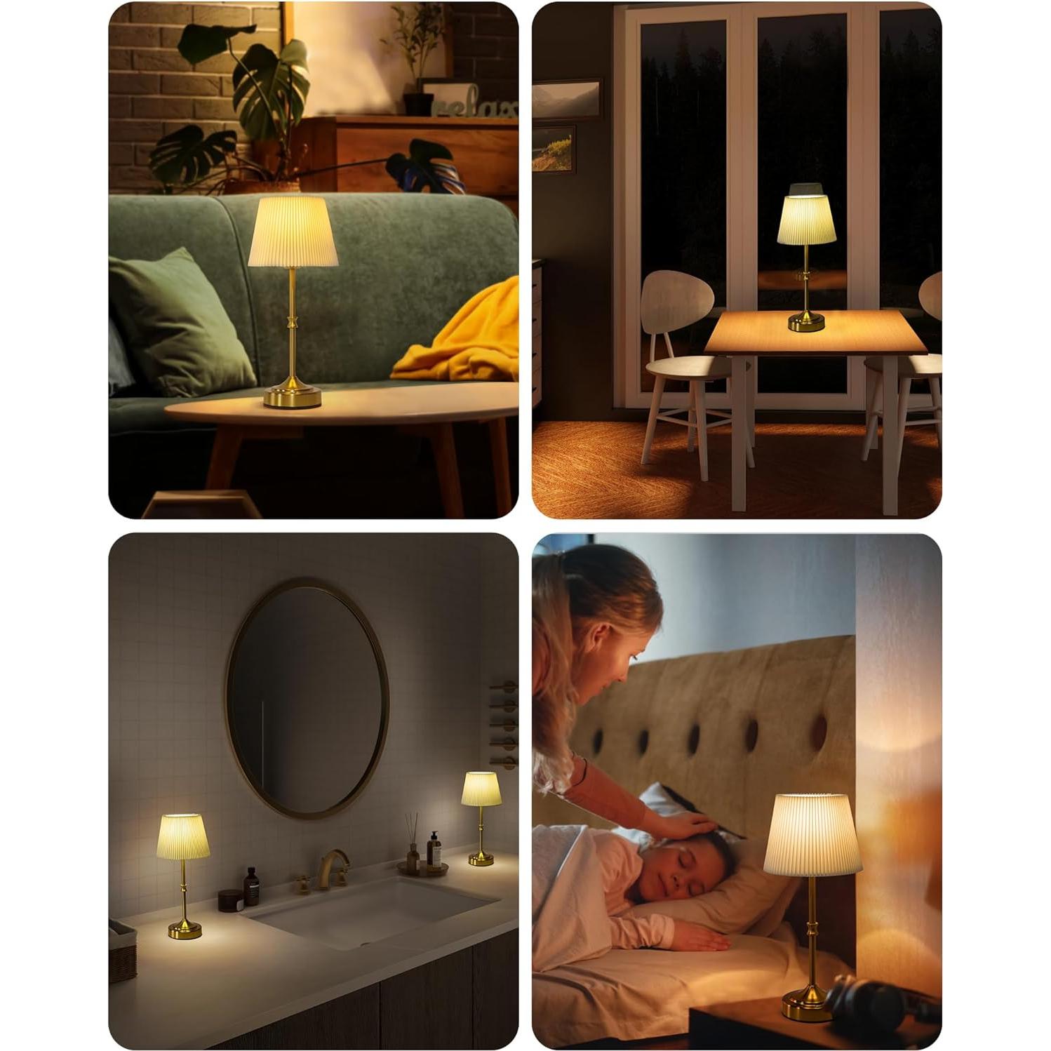 Lámpara de Mesa Inalámbrica JACKYLED Oro Vintage 3 Colores Luz