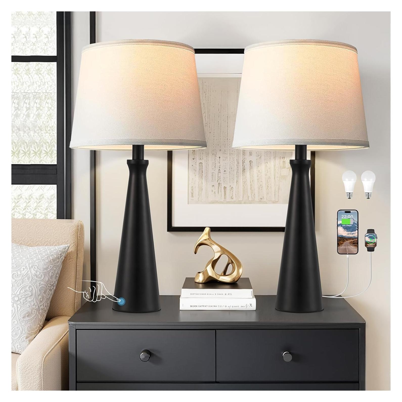 Juego de 2 Lámparas de Mesa Táctiles Seealle - Regulables 3 Niveles