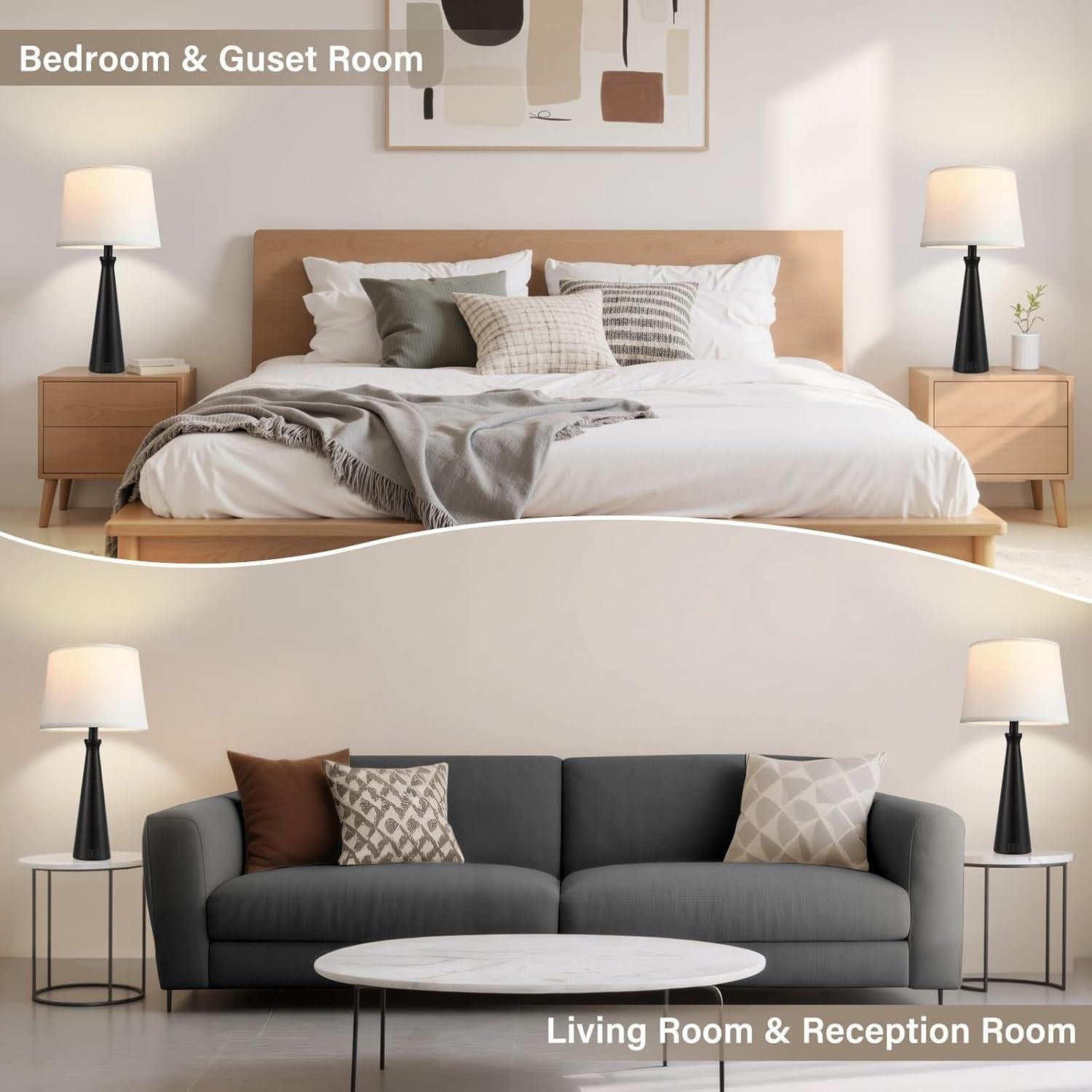 Juego de 2 Lámparas de Mesa Táctiles Seealle - Regulables 3 Niveles