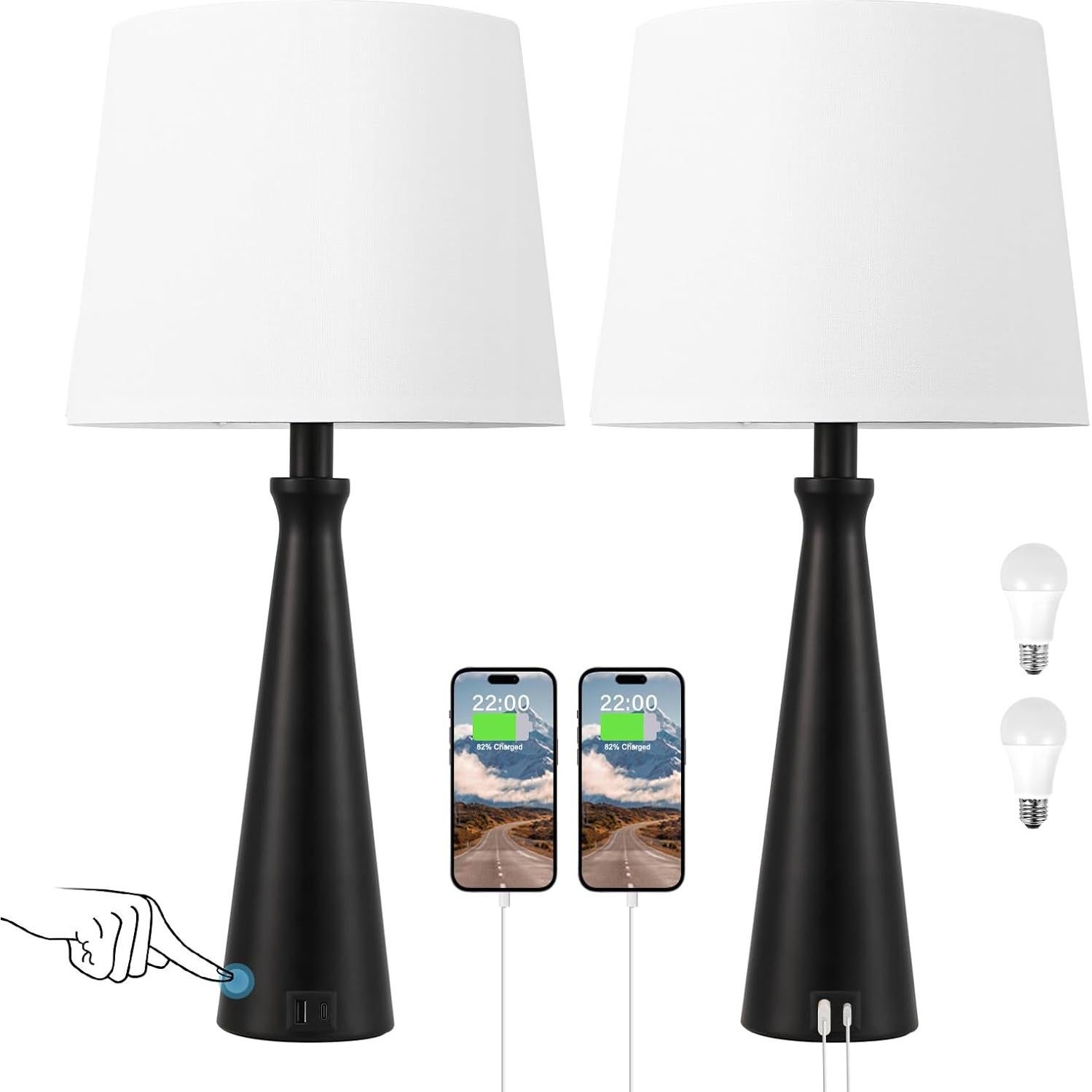 Juego de 2 Lámparas de Mesa Táctiles Seealle - Regulables 3 Niveles