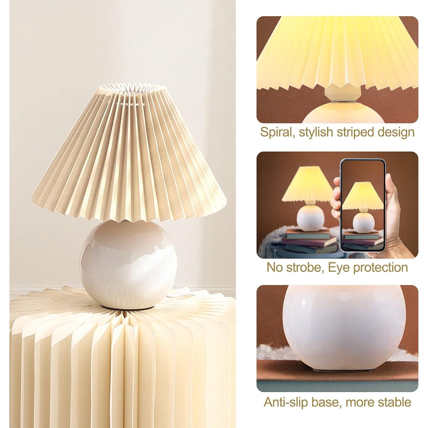 Lámpara de Mesa Plisada Zenply Cerámica Beige 26.67 cm