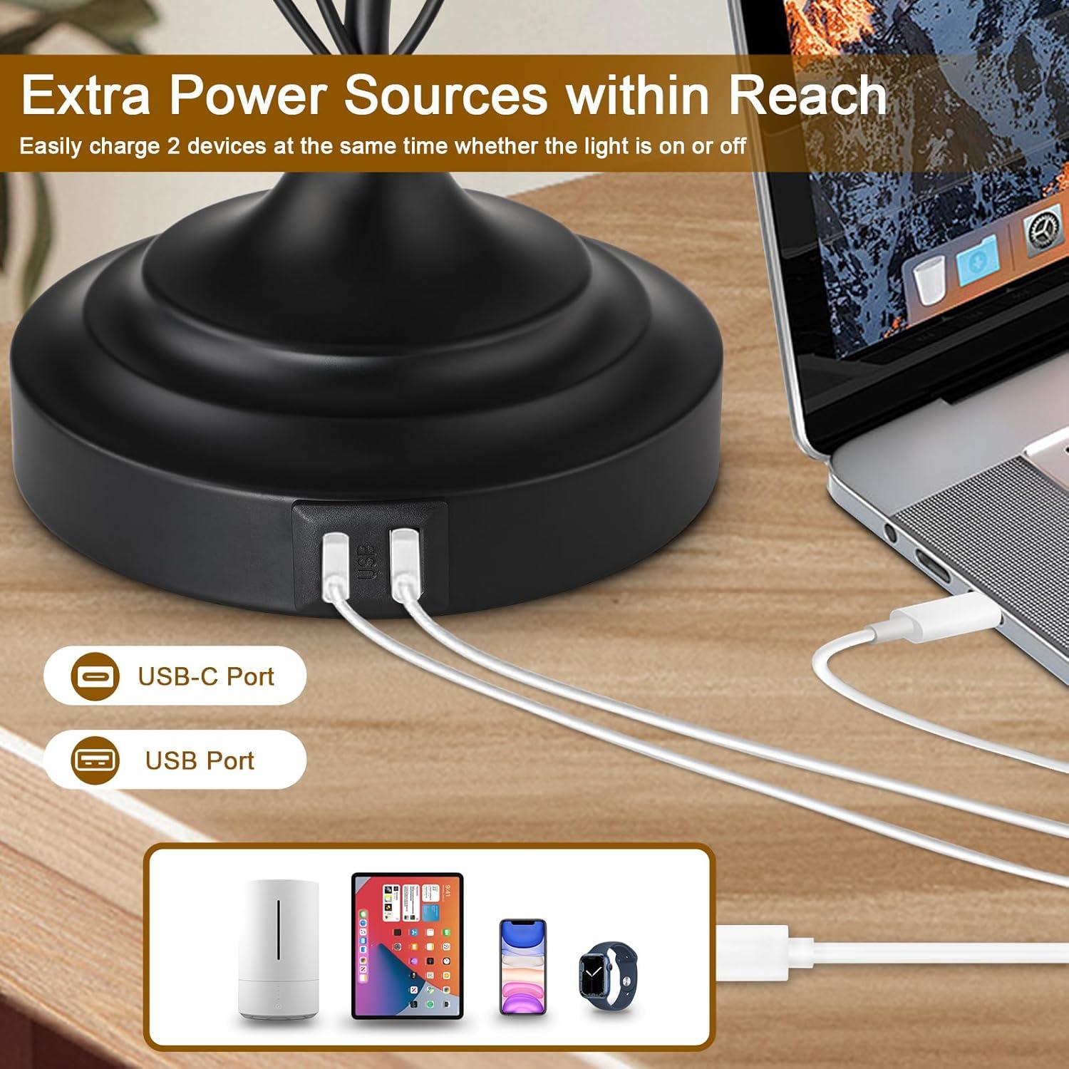 Juego de 2 lámparas de mesa rústicas Sheetea con USB