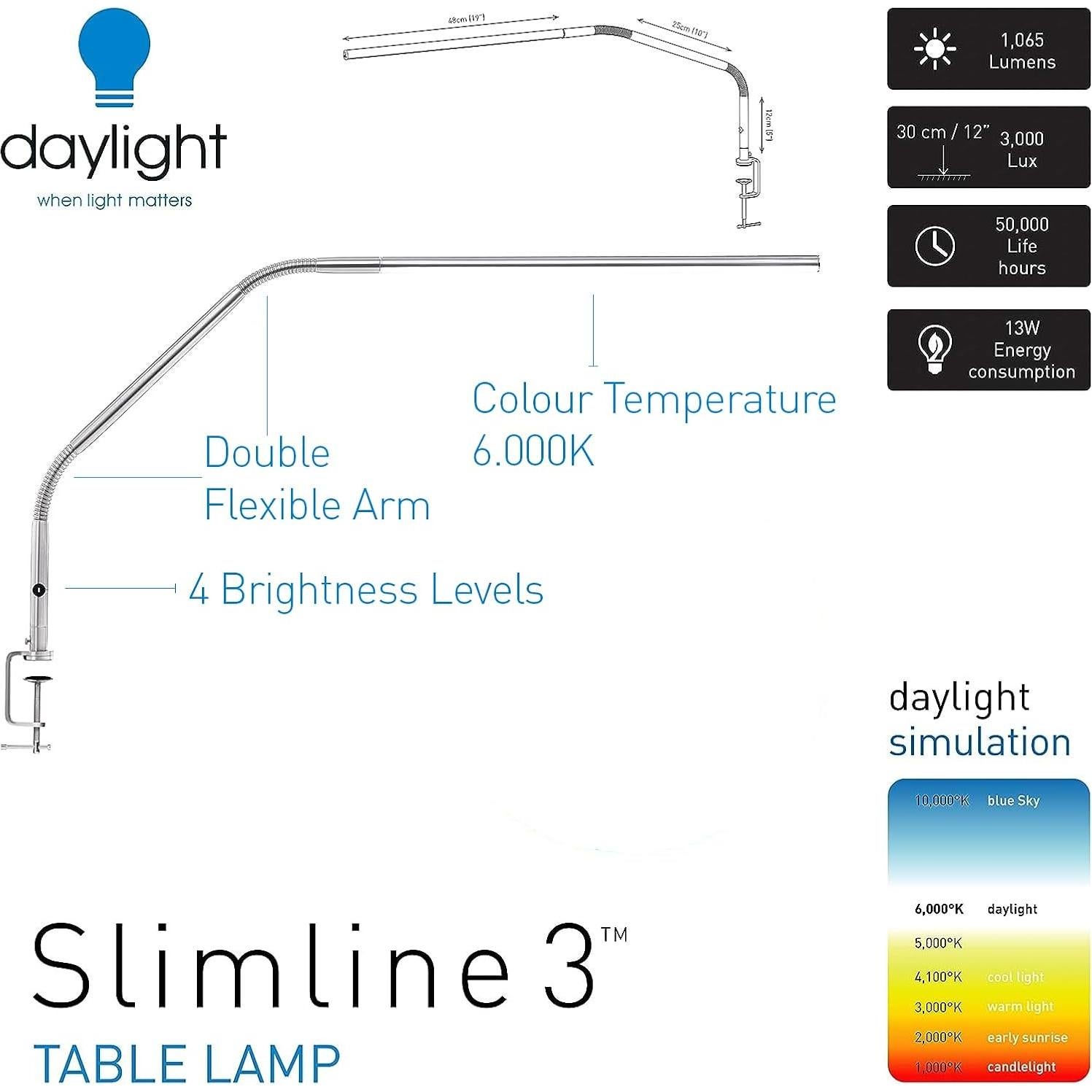 Lámpara de Mesa LED Daylight Slimline 3 U35108 750 Lux