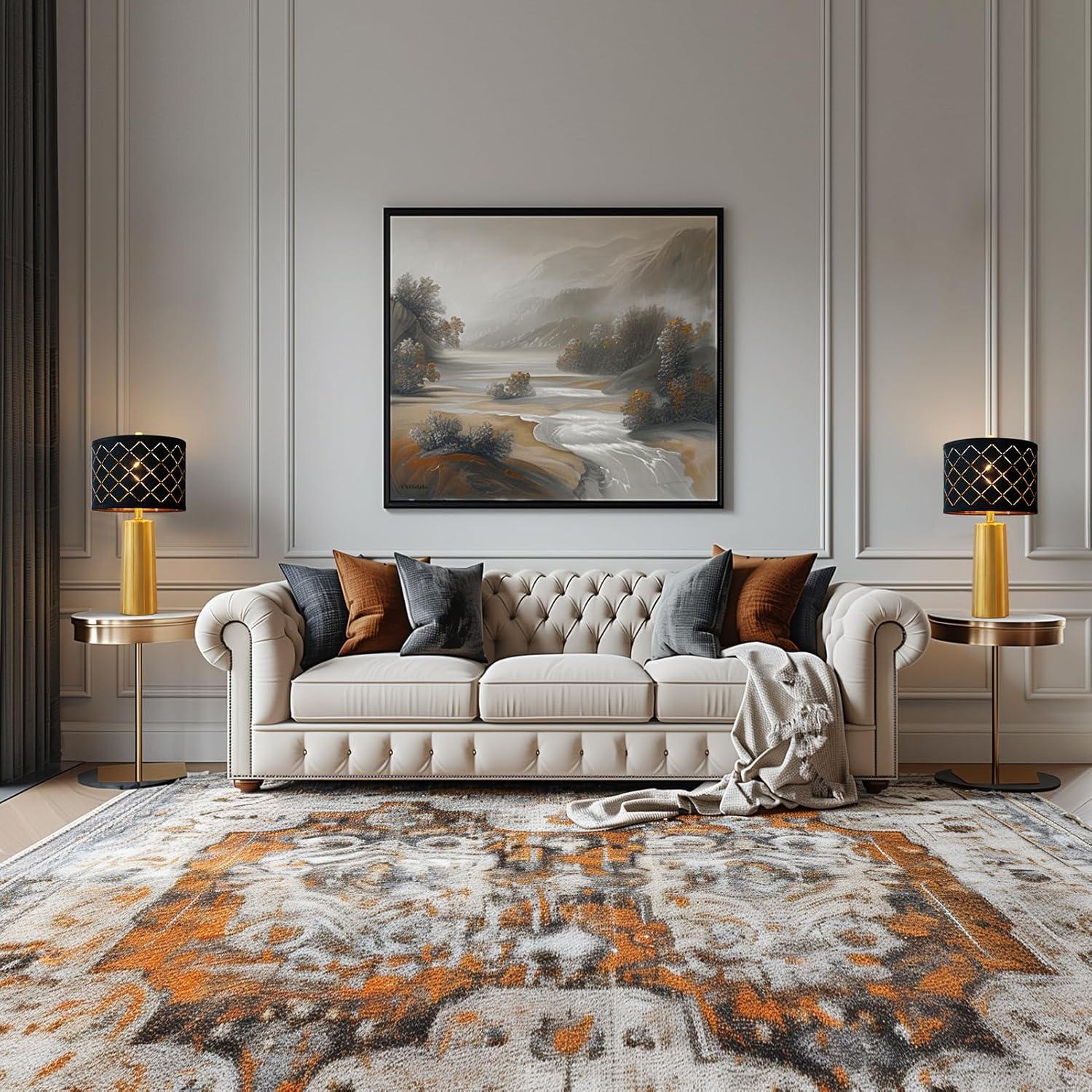 Juego de 2 Lámparas de Mesa RORIANO Doradas con Pantalla Negra