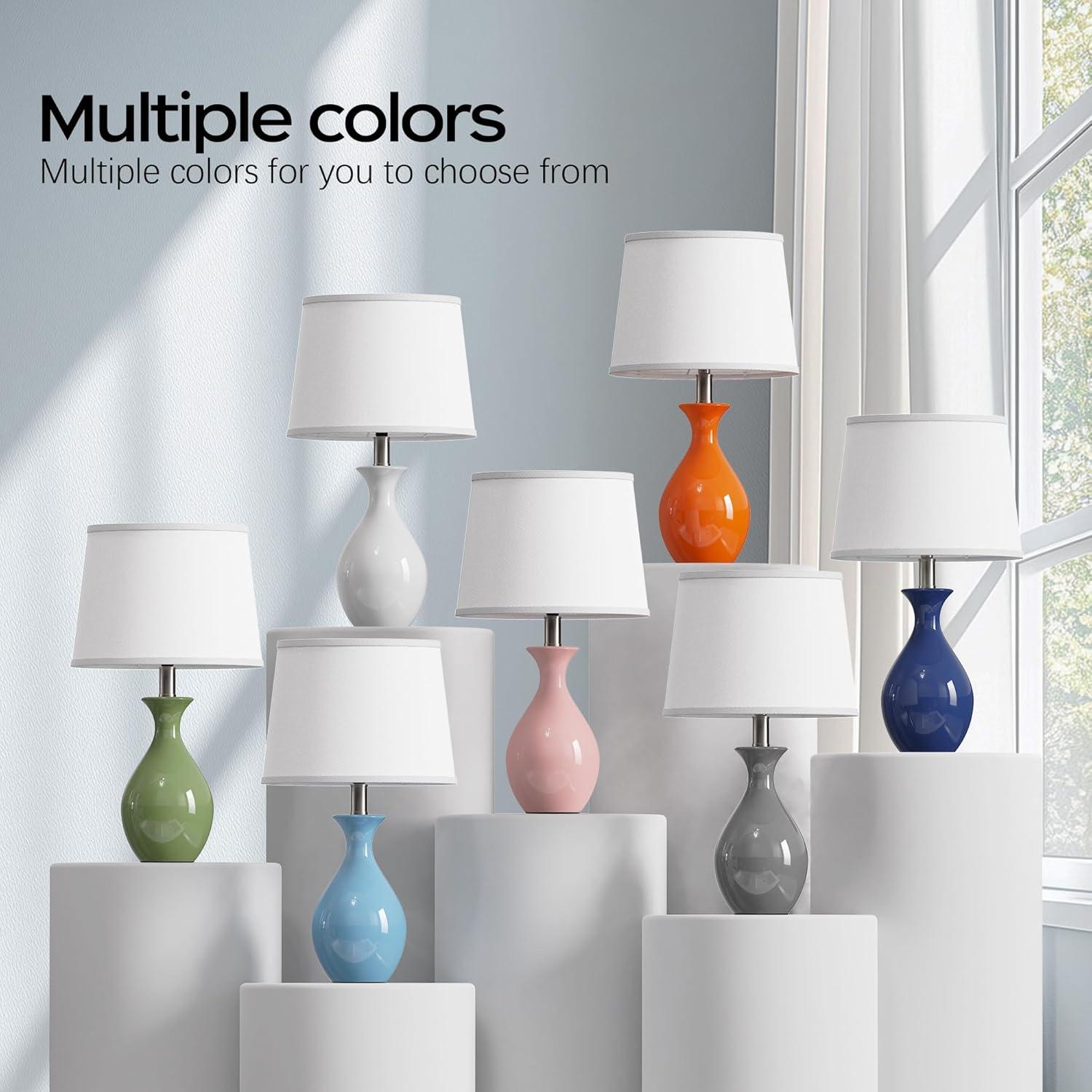 Conjunto de 2 Lámparas de Mesa PARTPHONER Cerámica Blanca