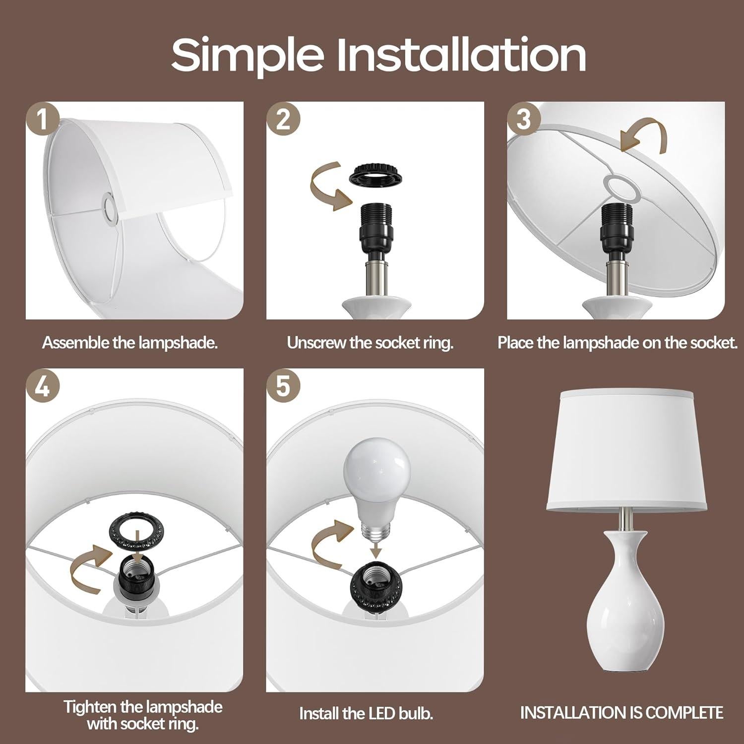 Conjunto de 2 Lámparas de Mesa PARTPHONER Cerámica Blanca