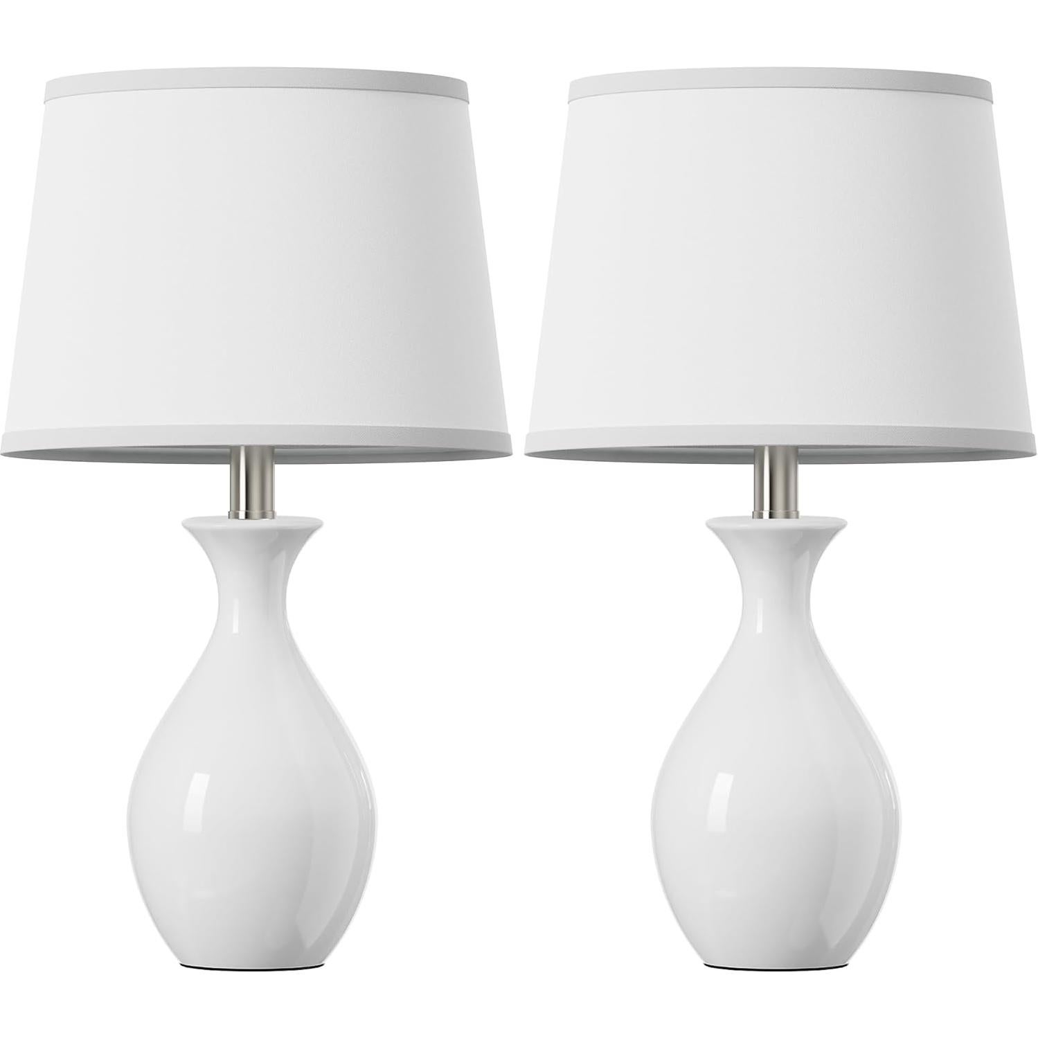 Conjunto de 2 Lámparas de Mesa PARTPHONER Cerámica Blanca