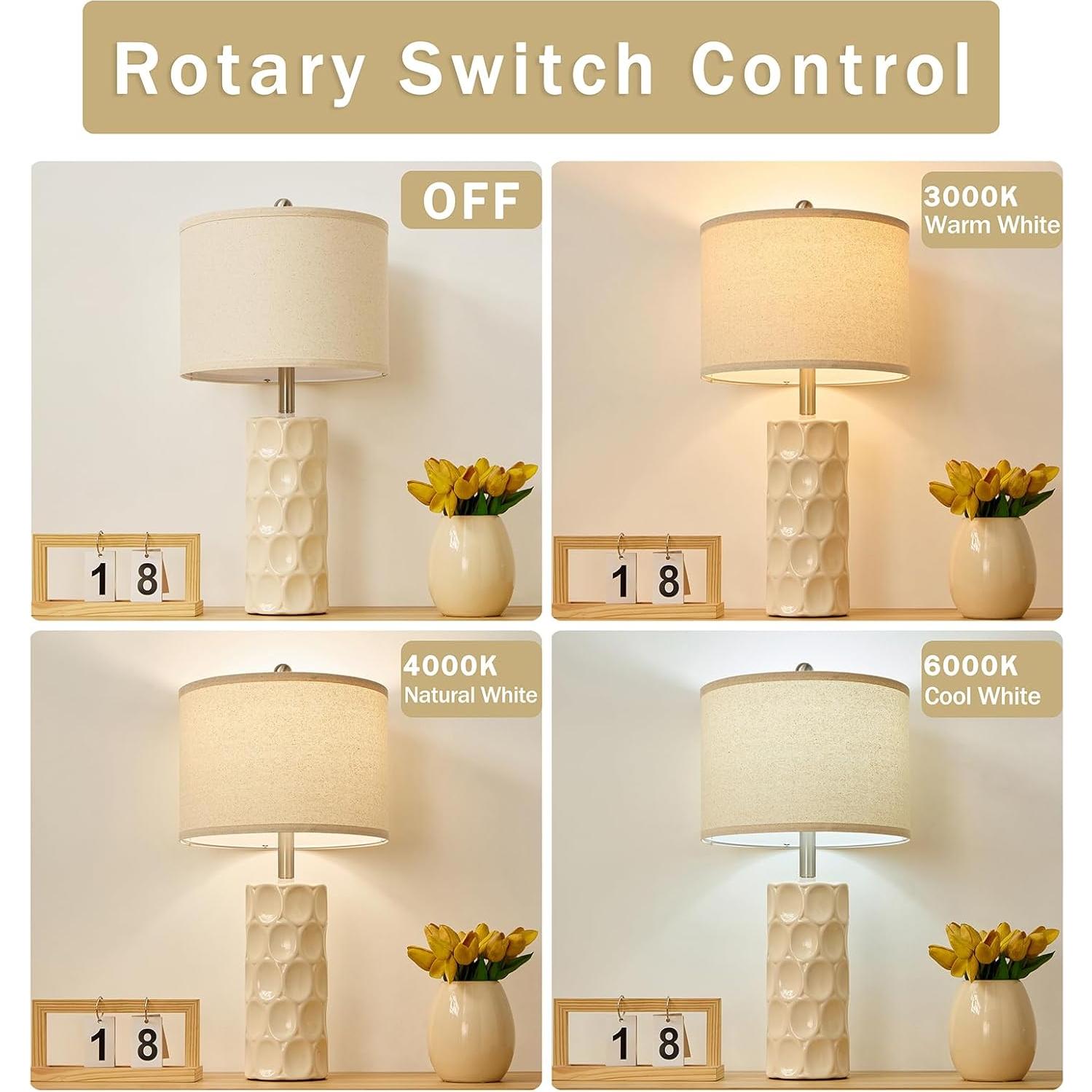 Juego de 2 Lámparas de Mesa de Cerámica Moderna 62 cm Blanco Crema