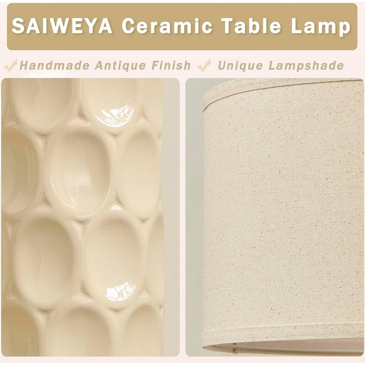 Juego de 2 Lámparas de Mesa de Cerámica Moderna 62 cm Blanco Crema