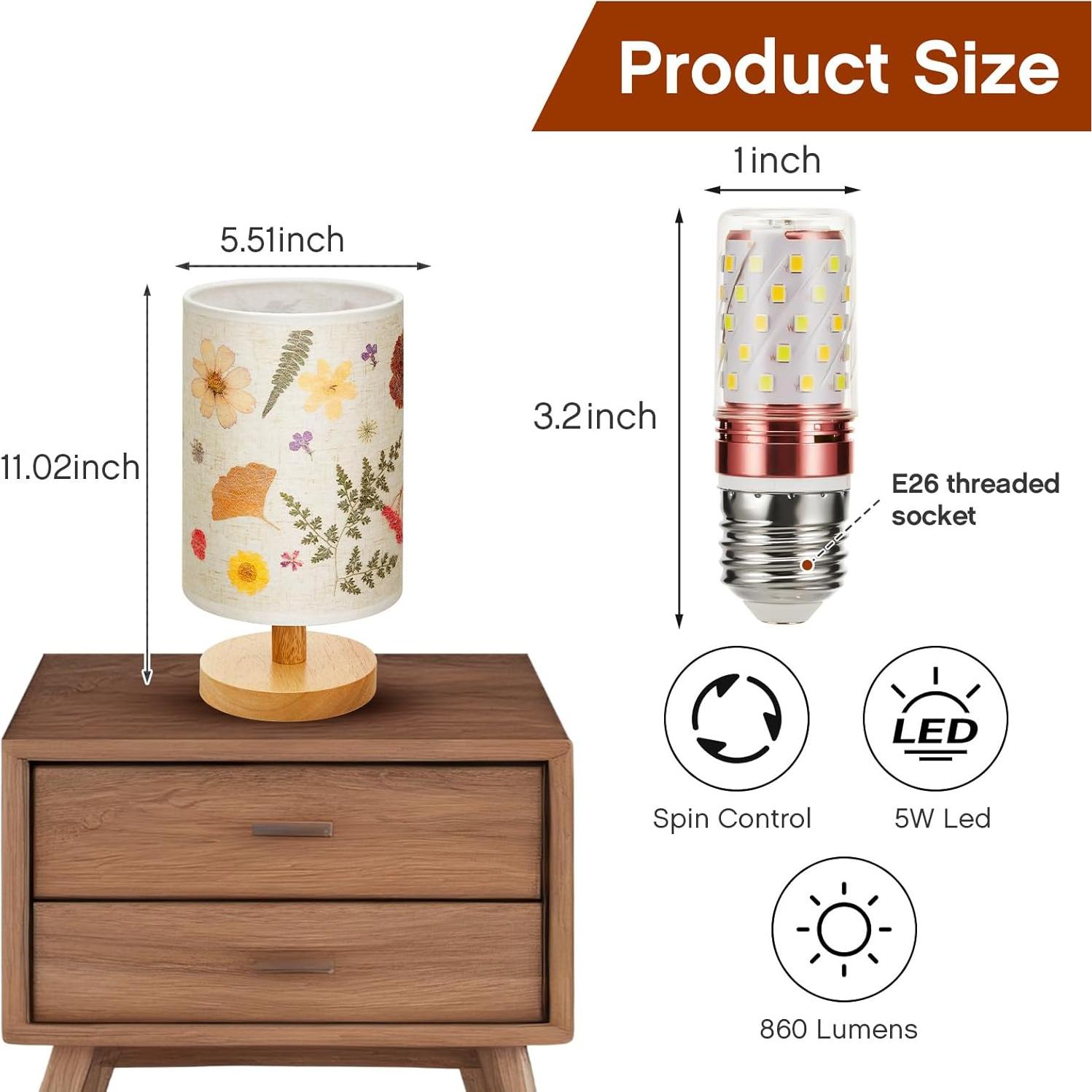 Lámpara de Mesa Floral Hortsun 20x10cm Estilo Moderno