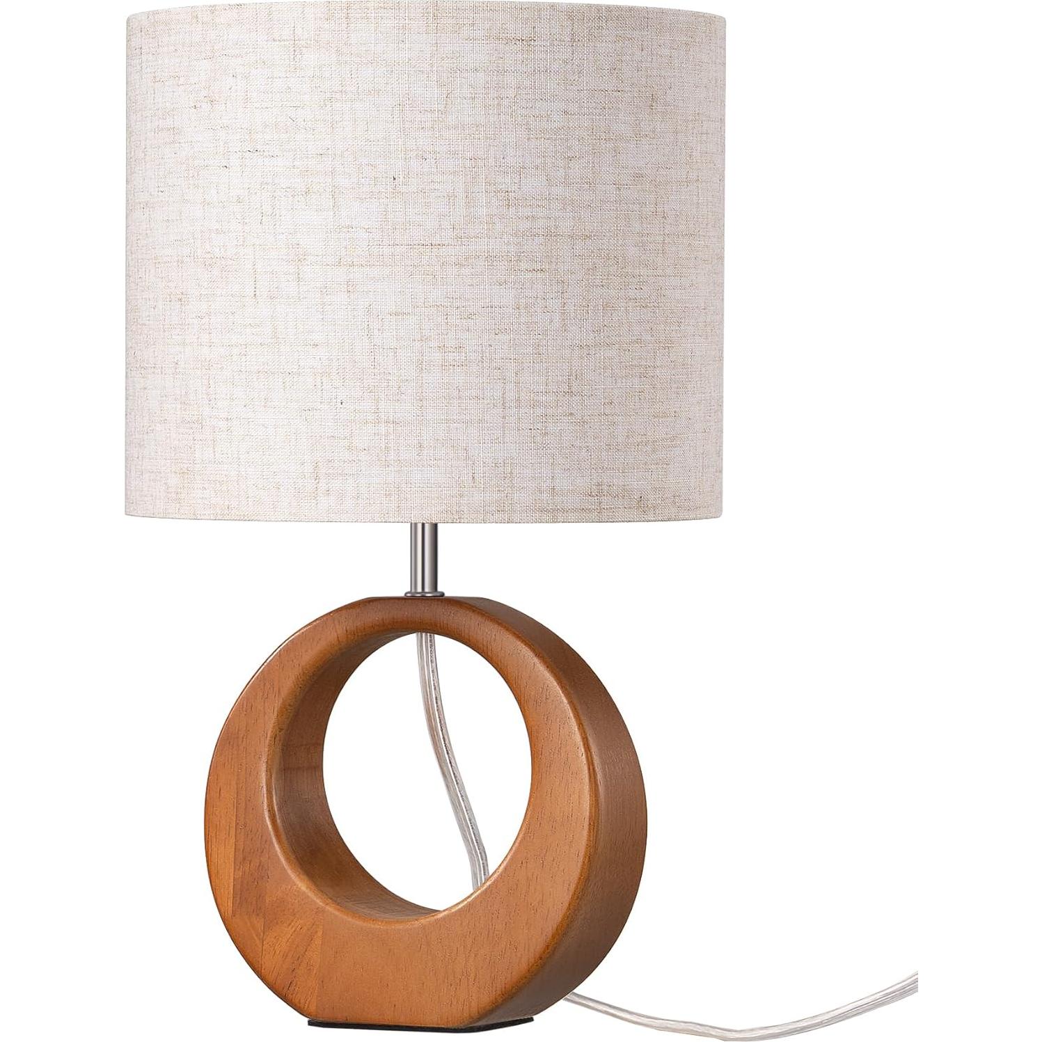 Lámpara de Mesa Pequeña EDISHINE Madera de Pera Oscura 34 cm