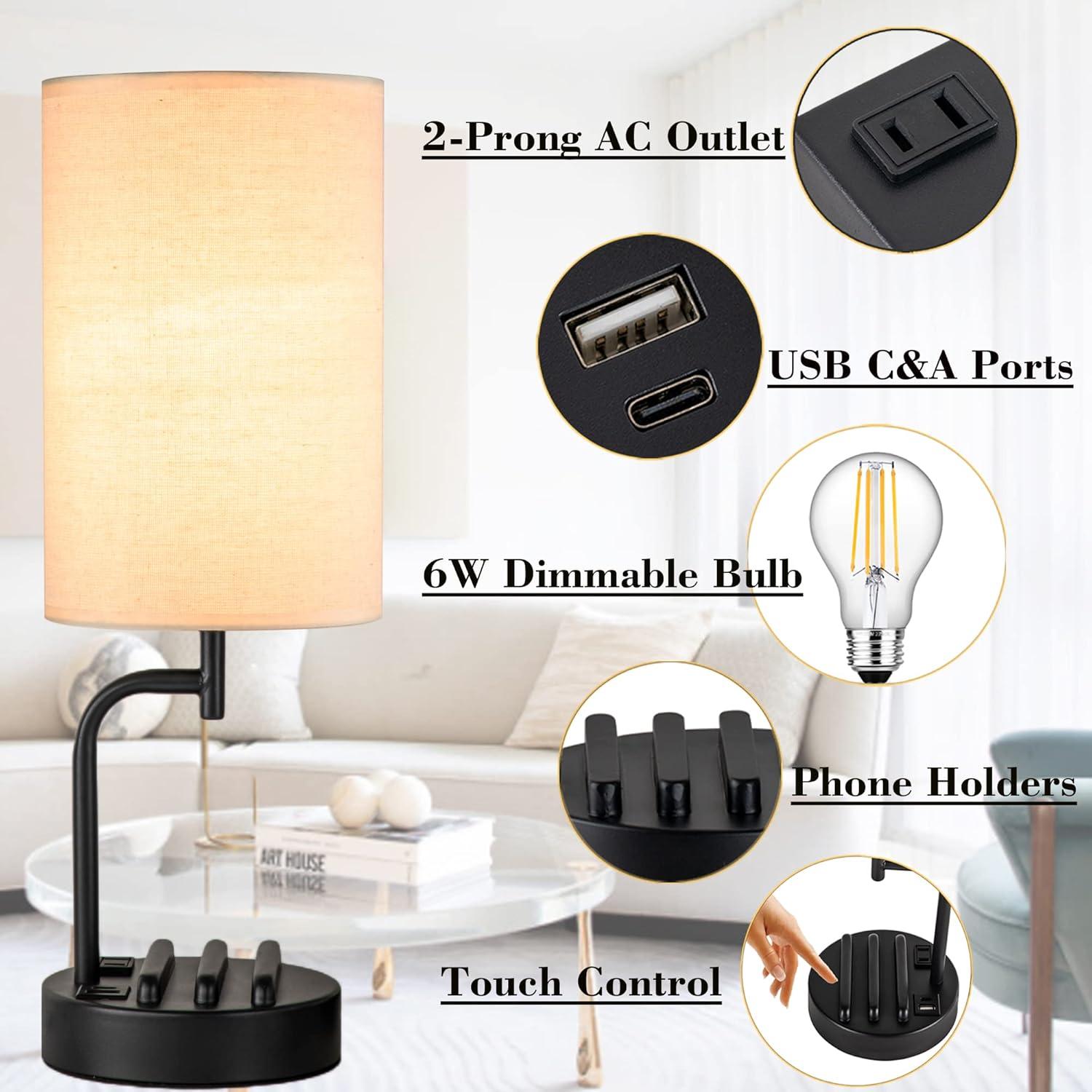 Lámpara de Mesa Dimmable Dreamholder con USB y Control Táctil