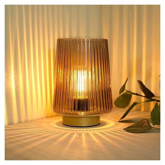 Lámpara de mesa a pilas LUSHARBOR ámbar con temporizador