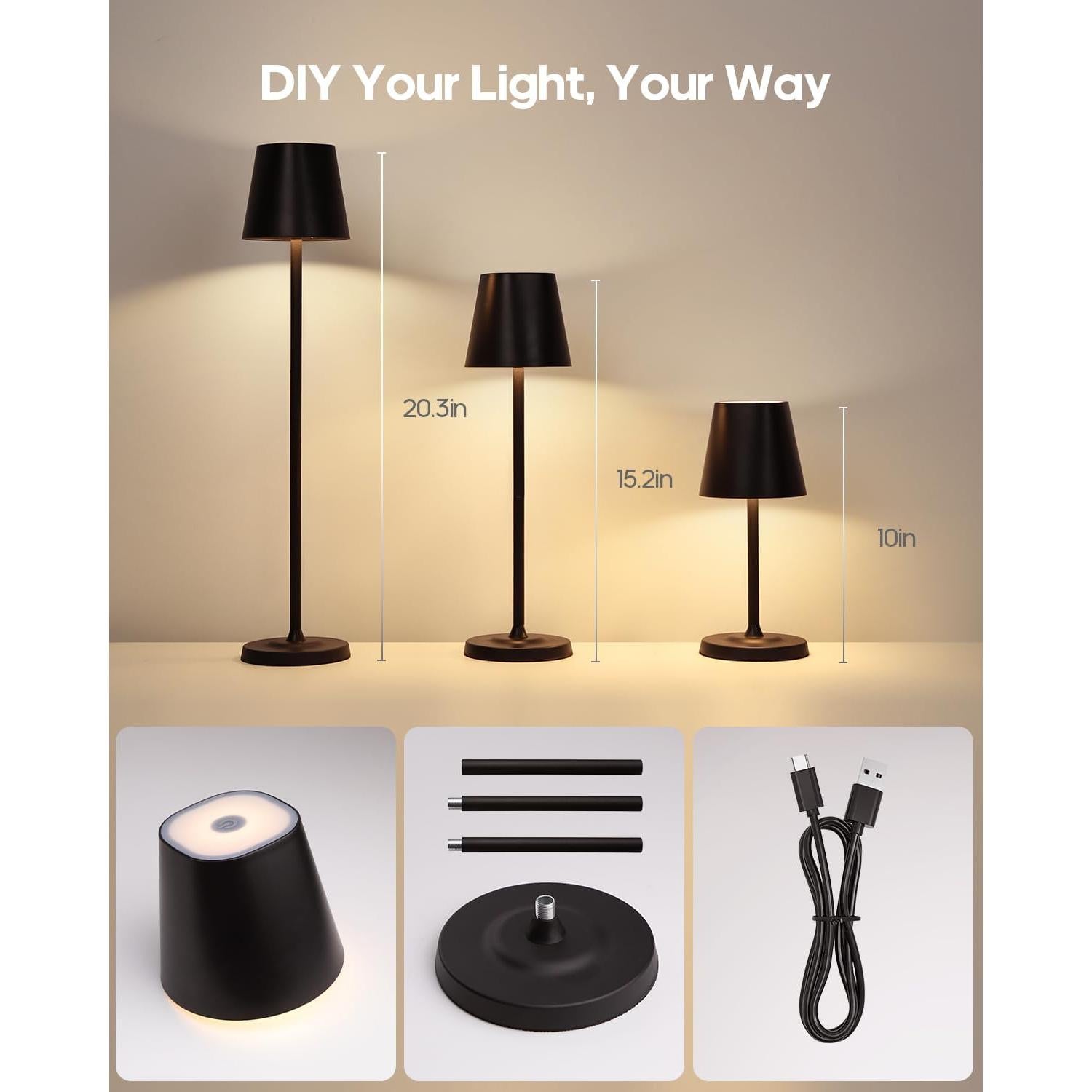 Lámpara de Mesa Inalámbrica Goodea GDTL004 LED 3 Alturas