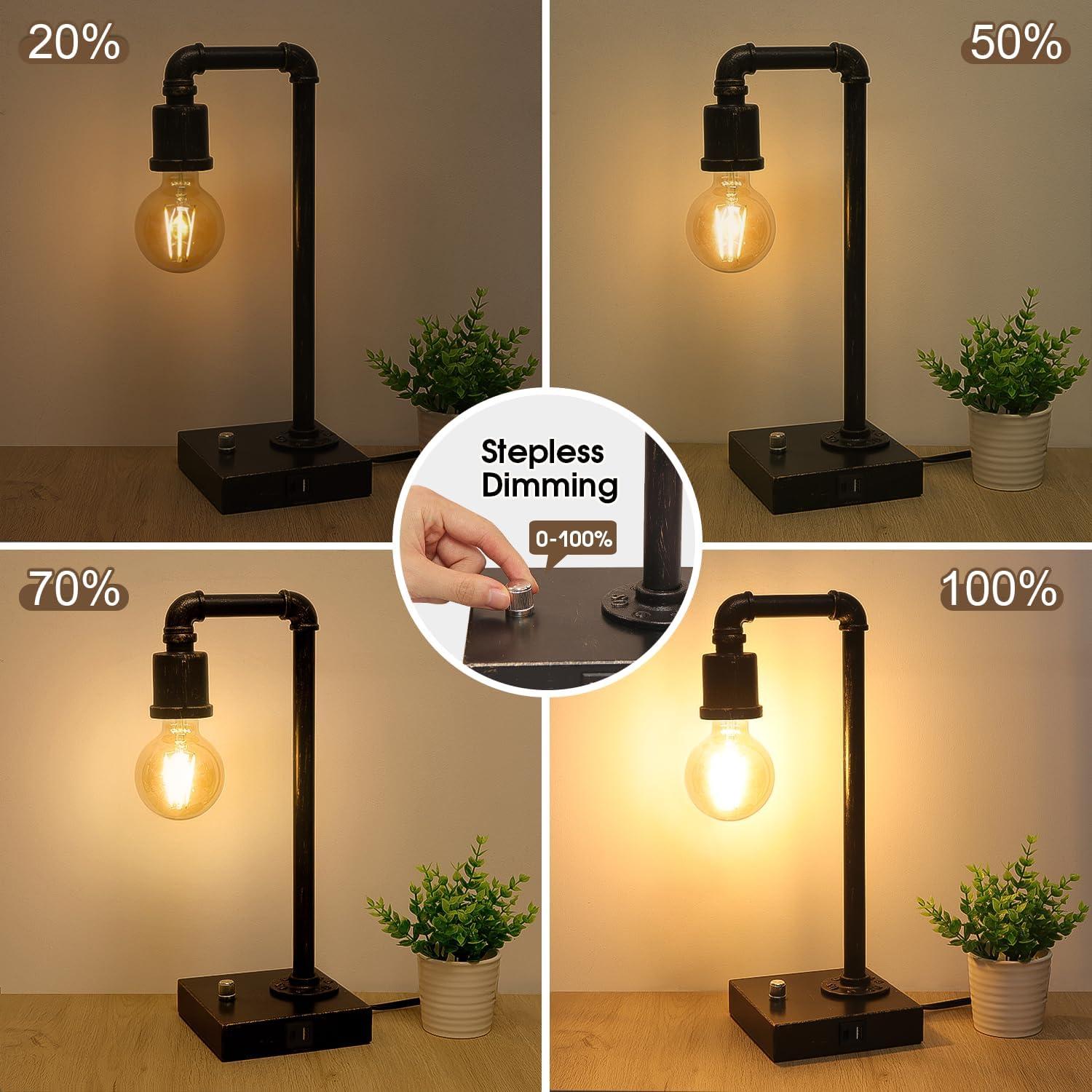 Lámpara de Mesa Industrial Seaside Village con USB Regulable