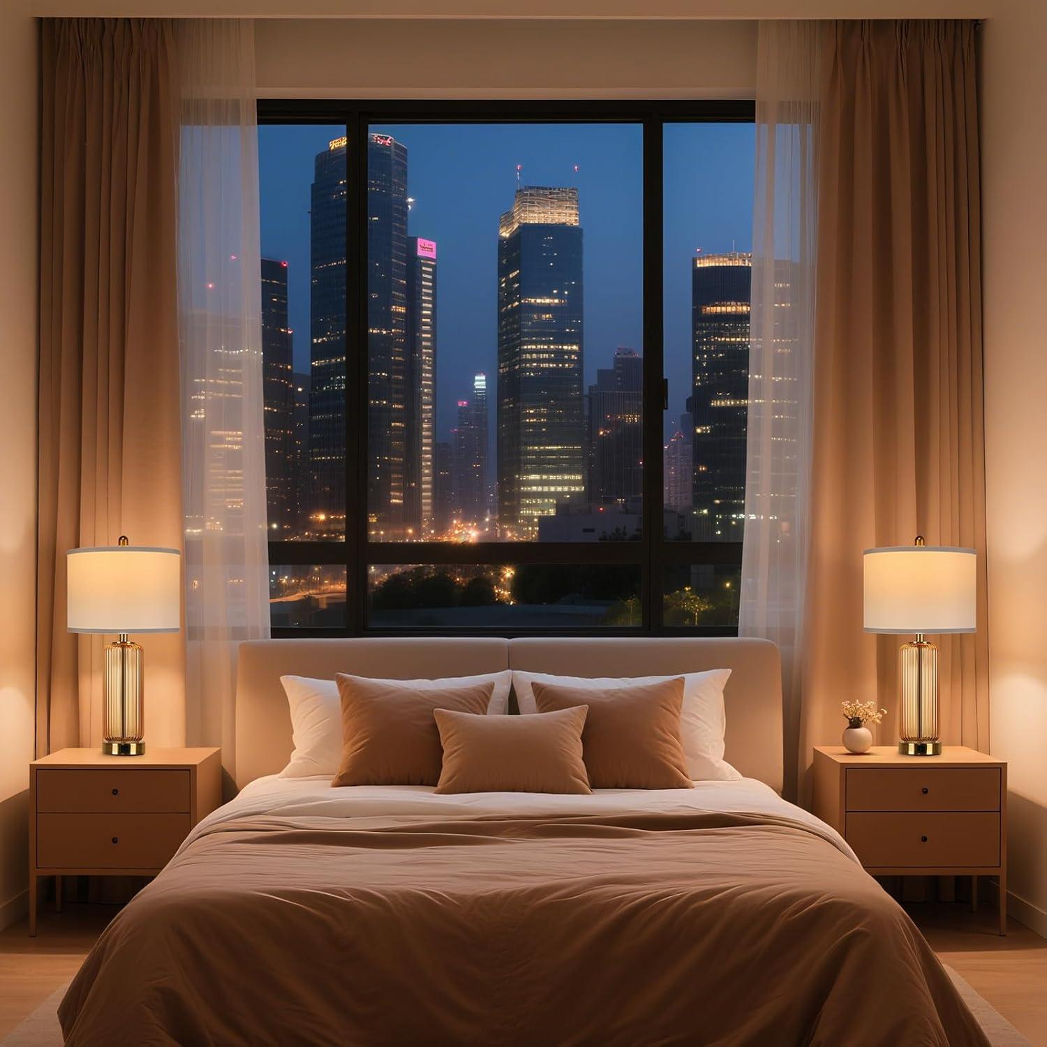 Juego de Lámparas de Mesa WIHTU con Control Táctil y USB