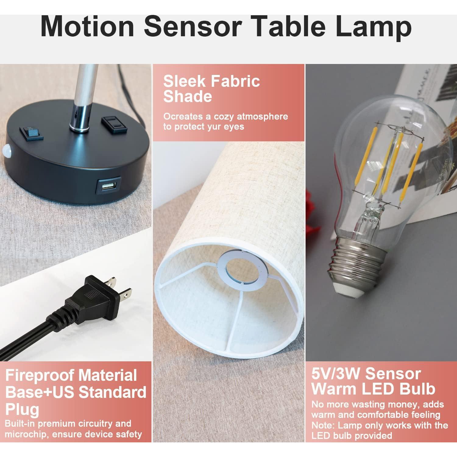 Lámpara de Mesa USB con Sensor de Movimiento Lifeholder T39 Crema