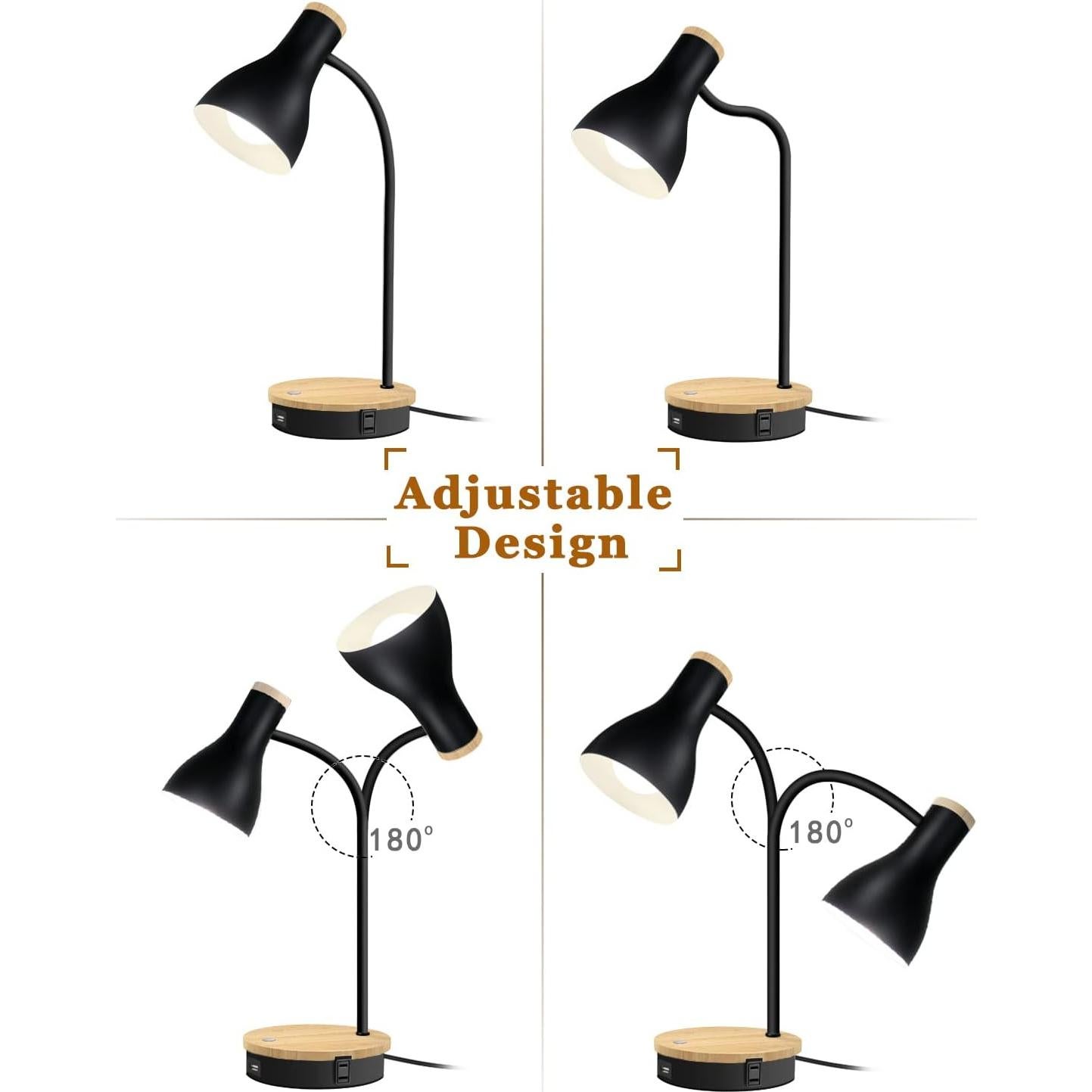 Lámpara de Escritorio LALISU con Carga Inalámbrica y USB