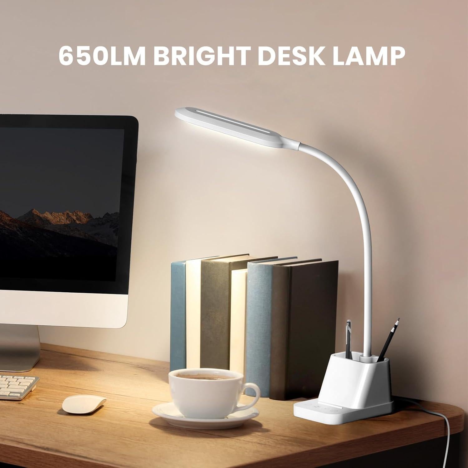 Lámpara de Escritorio LED AXX TU01 Blanca con USB 650LM