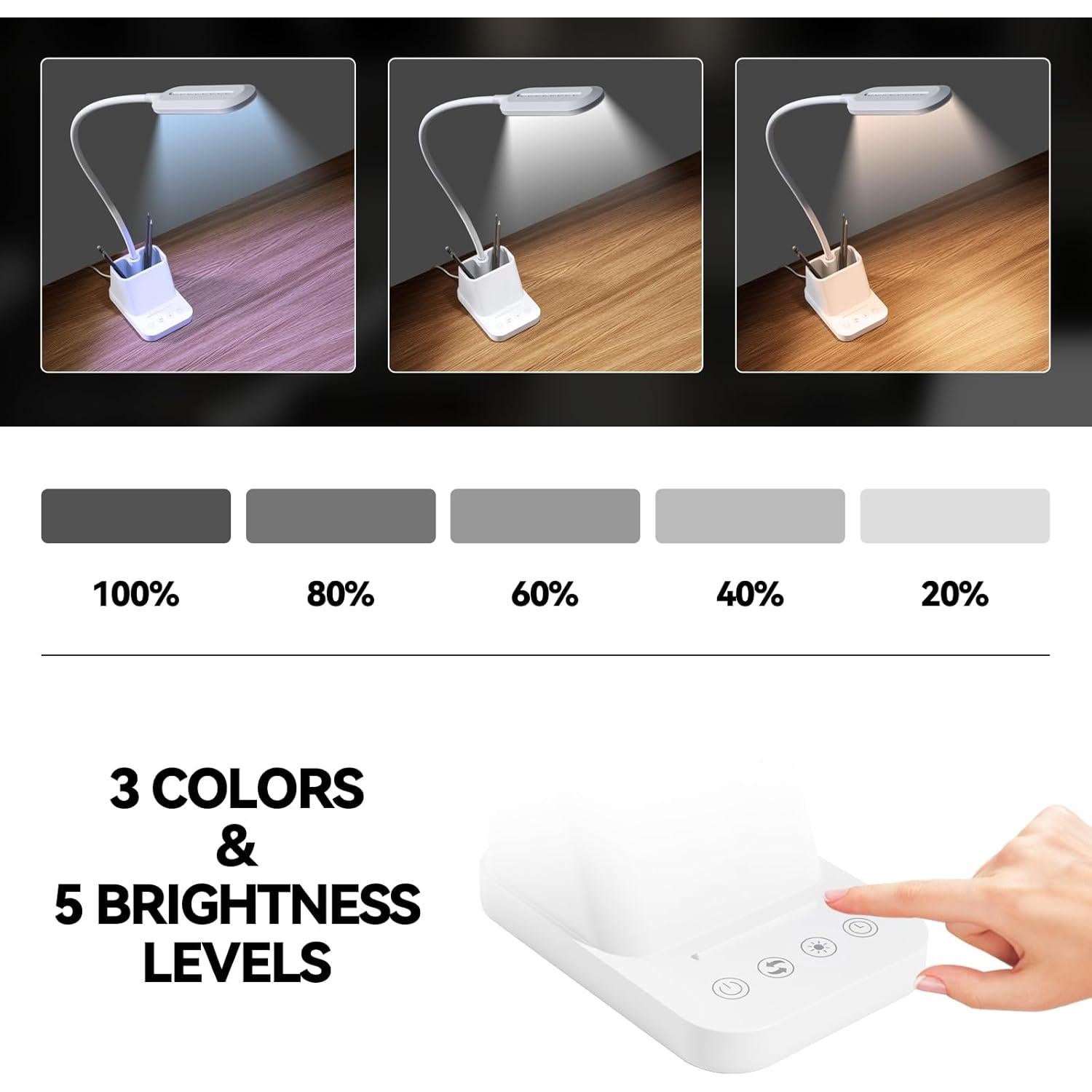 Lámpara de Escritorio LED AXX TU01 Blanca con USB 650LM