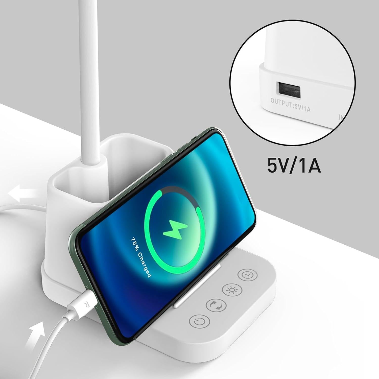 Lámpara de Escritorio LED AXX TU01 Blanca con USB 650LM