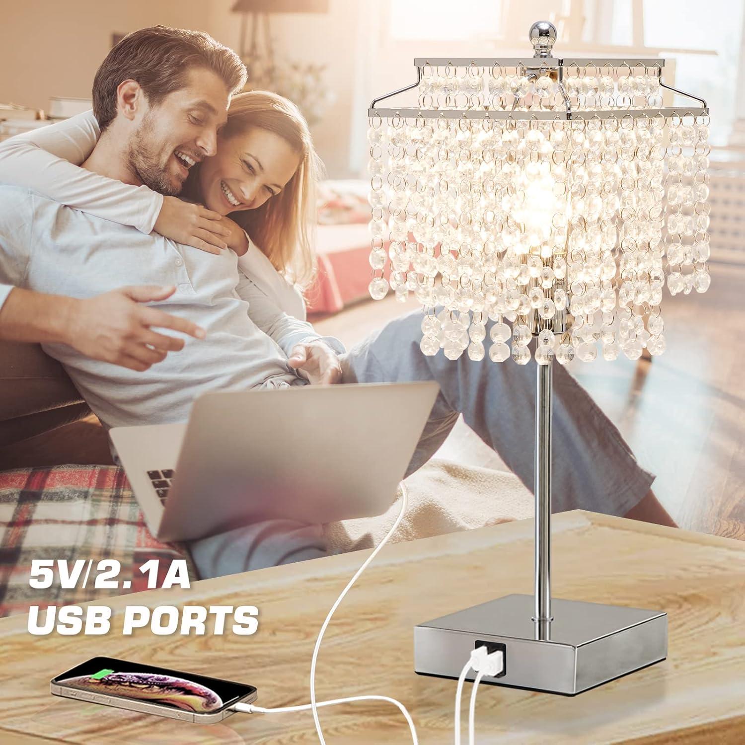 Lámpara de Mesa Táctil Luvkczc Plateada con USB 6W LED