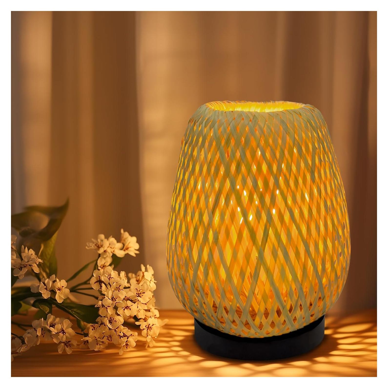 Lámpara de Mesa Boho Jriceskiz - Tejida a Mano con 3 Temperaturas