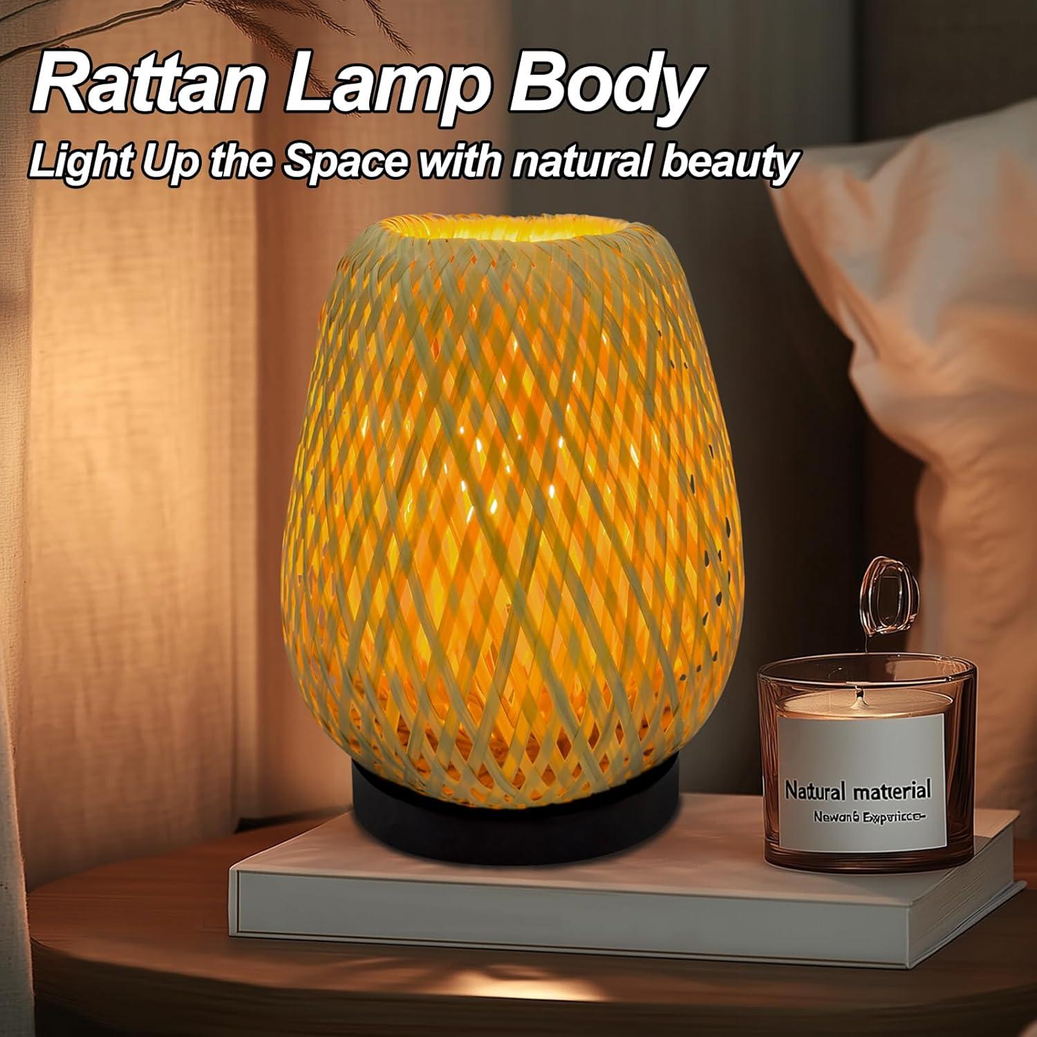 Lámpara de Mesa Boho Jriceskiz - Tejida a Mano con 3 Temperaturas