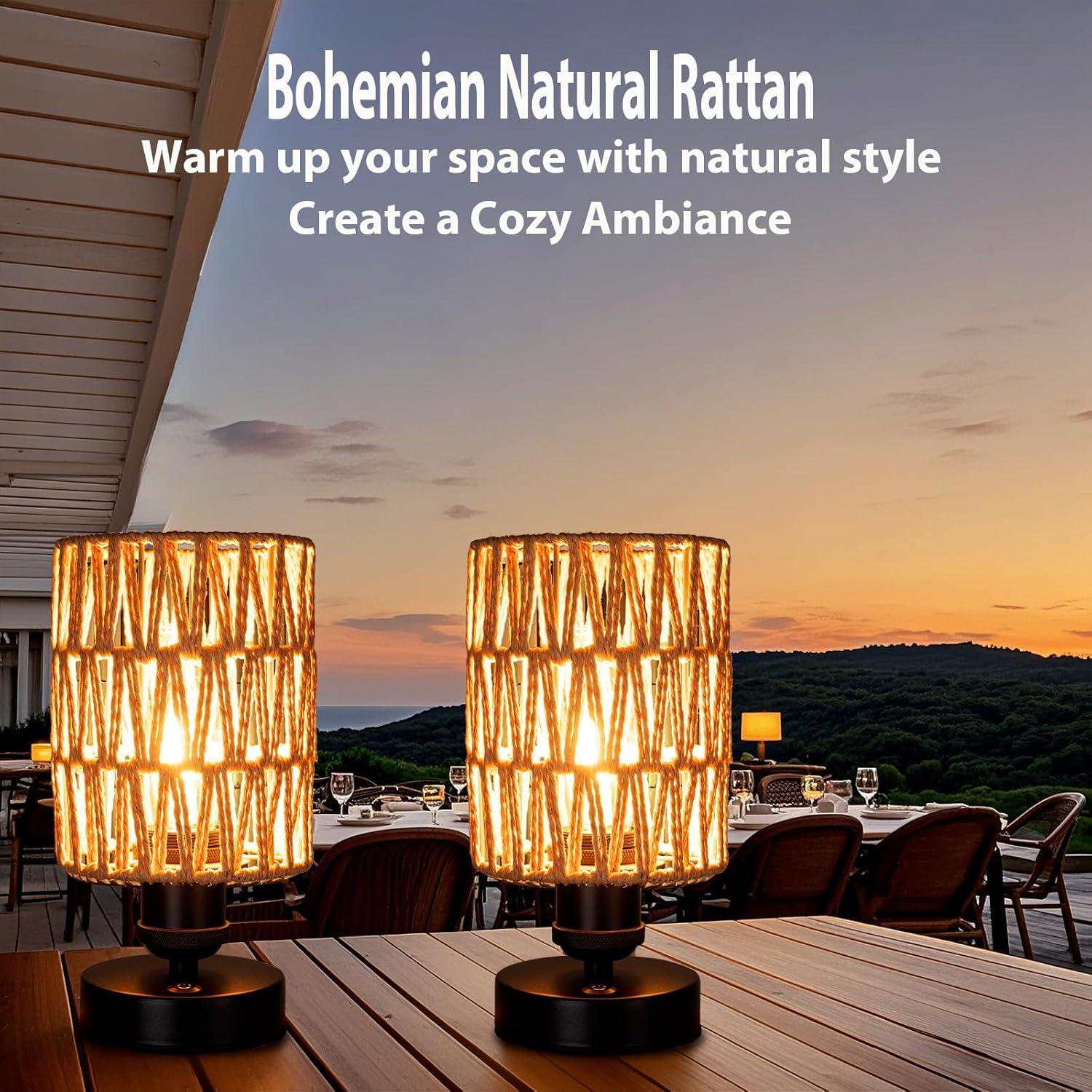 Lámparas de Mesa Exteriores Recargables ALL FORTUNE Beige - Juego de 2