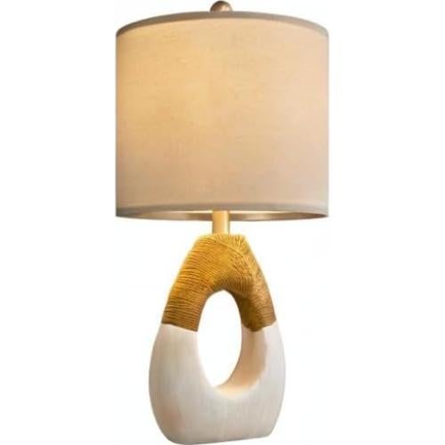 Lámpara de Mesa Boho OYEARS 48cm Ratan y Resina para Dormitorio