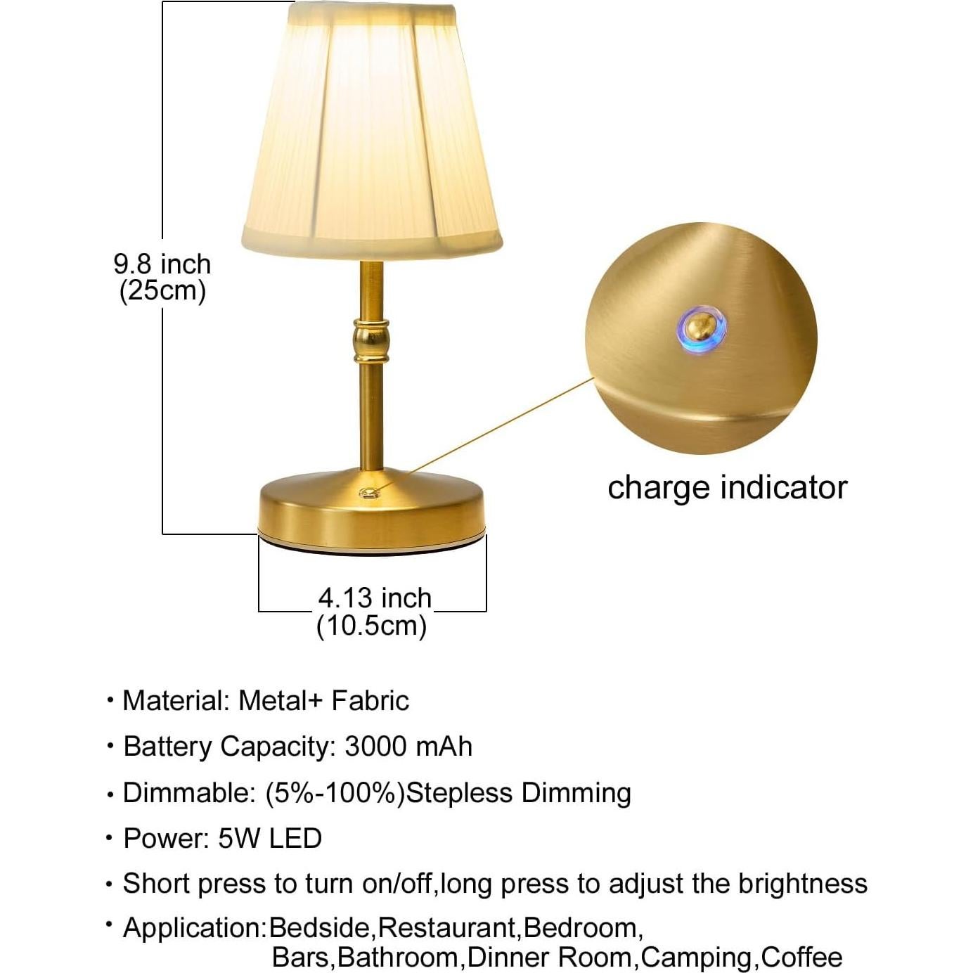 Lámpara Mini Inalámbrica Dorada KPSHINE 5W Recargable 3000mAh