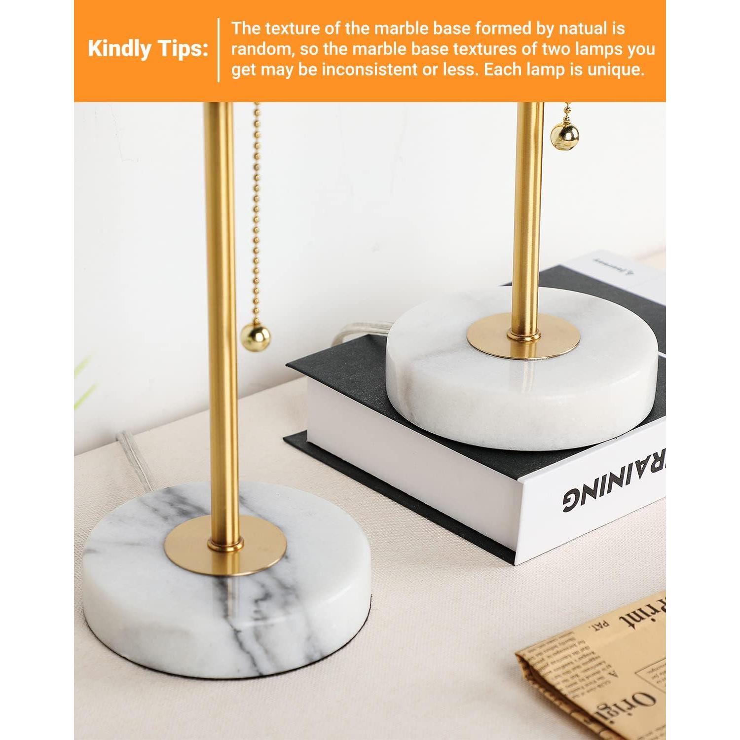 Lámpara de Mesa de Noche JUNNAI con Base de Mármol 46.99 cm