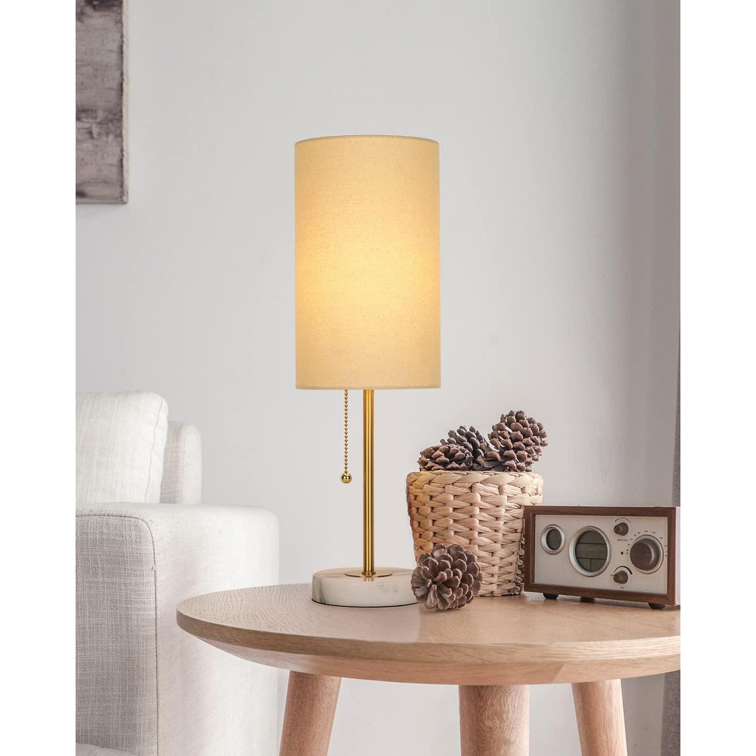 Lámpara de Mesa de Noche JUNNAI con Base de Mármol 46.99 cm