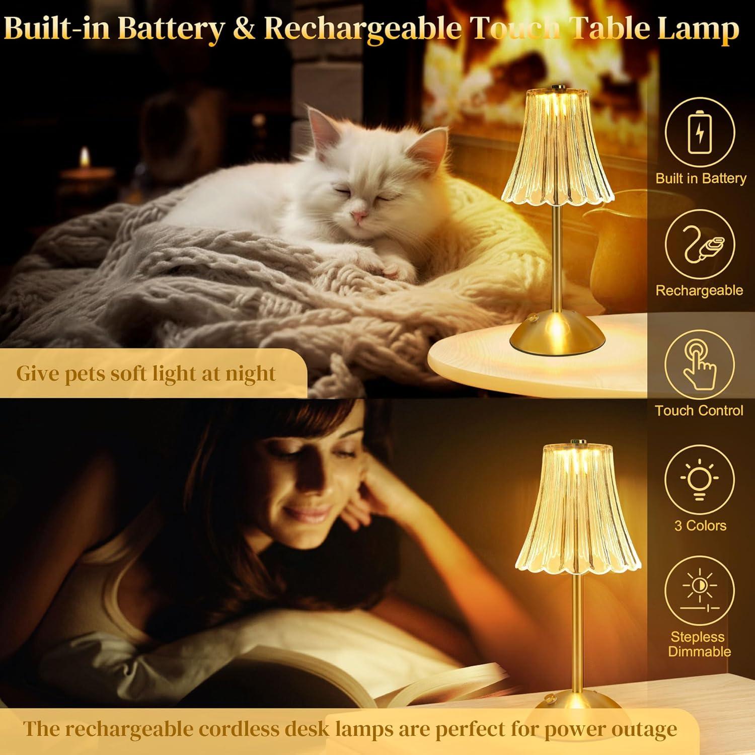 Lámpara de Mesa Inalámbrica HULKNPE 2600mAh Táctil Dimmable