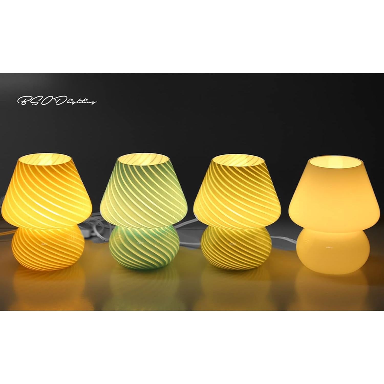 Lámpara de Hongo Rosa BSOD, Vidrio Murano, 17.78 cm