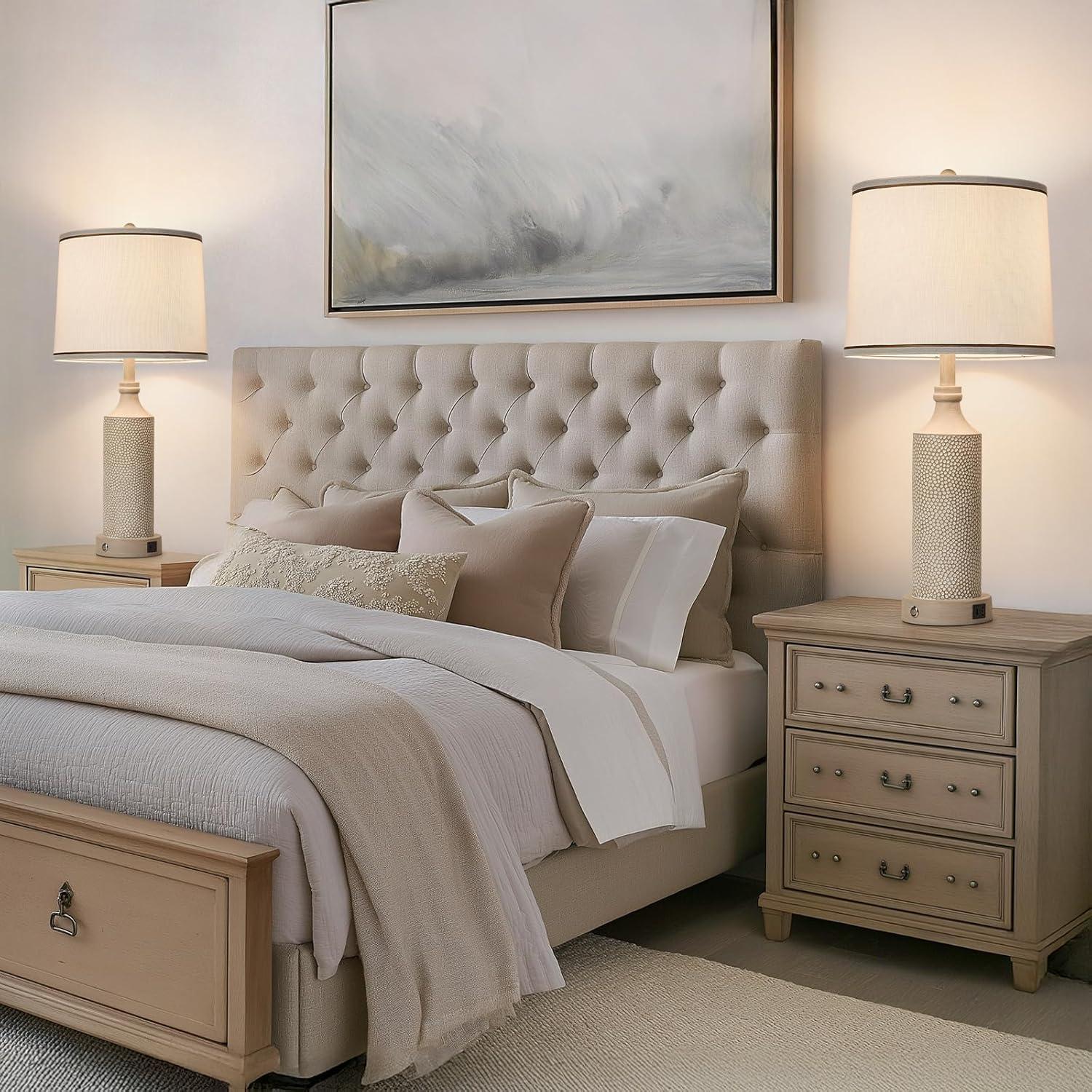 Juego de 2 Lámparas de Mesa AIDENOEY Dimmables USB Blanco