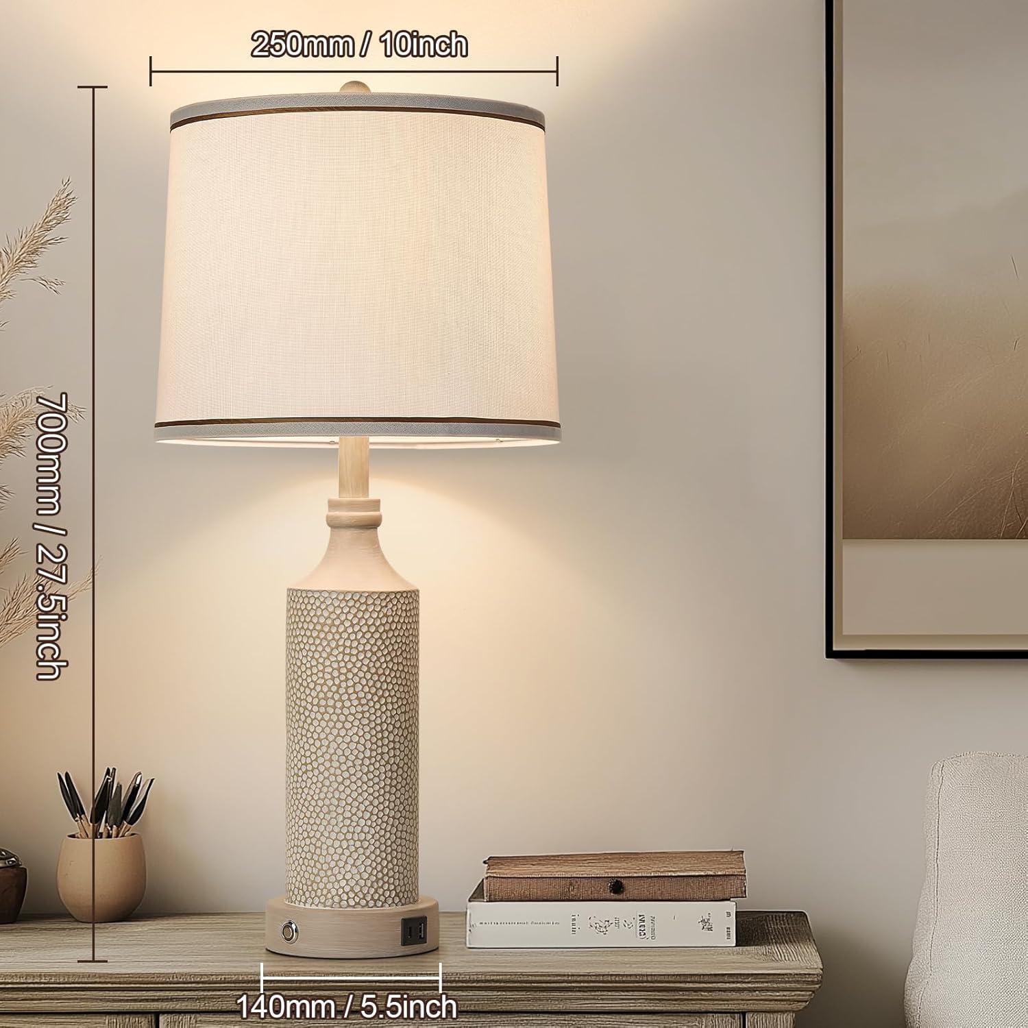 Juego de 2 Lámparas de Mesa AIDENOEY Dimmables USB Blanco