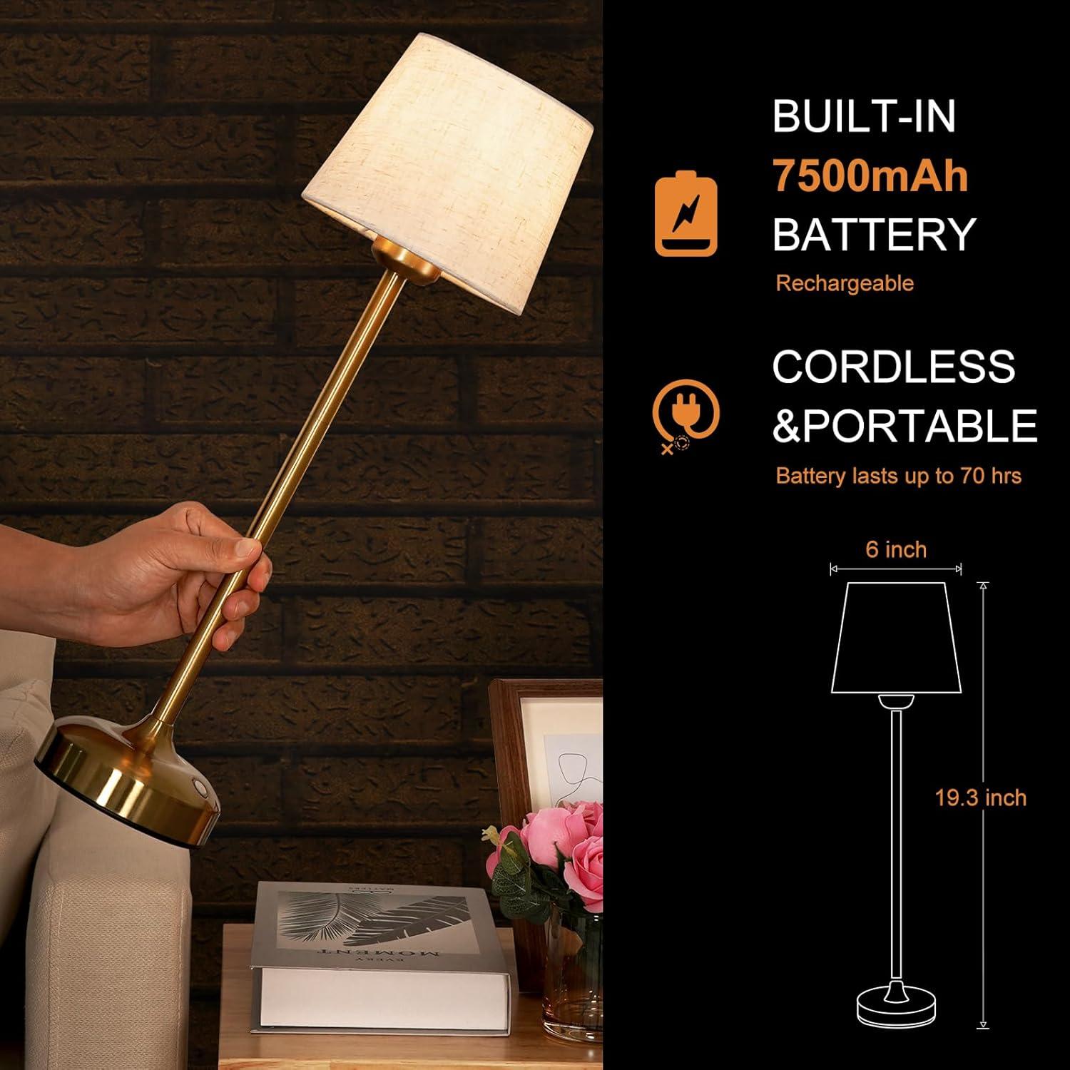 Lámpara de Mesa Inalámbrica YAYZA! Oro Alto 7500mAh LED Táctil