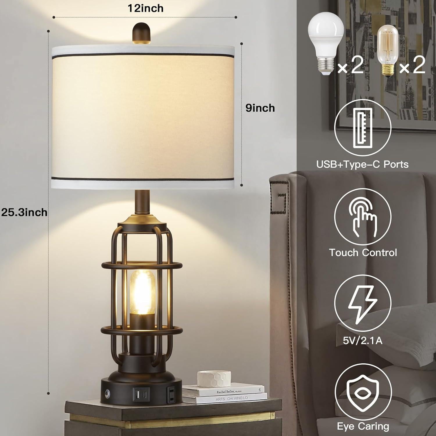 Lámpara de Mesa Regulable 66 cm Lolikit con Carga USB y LED