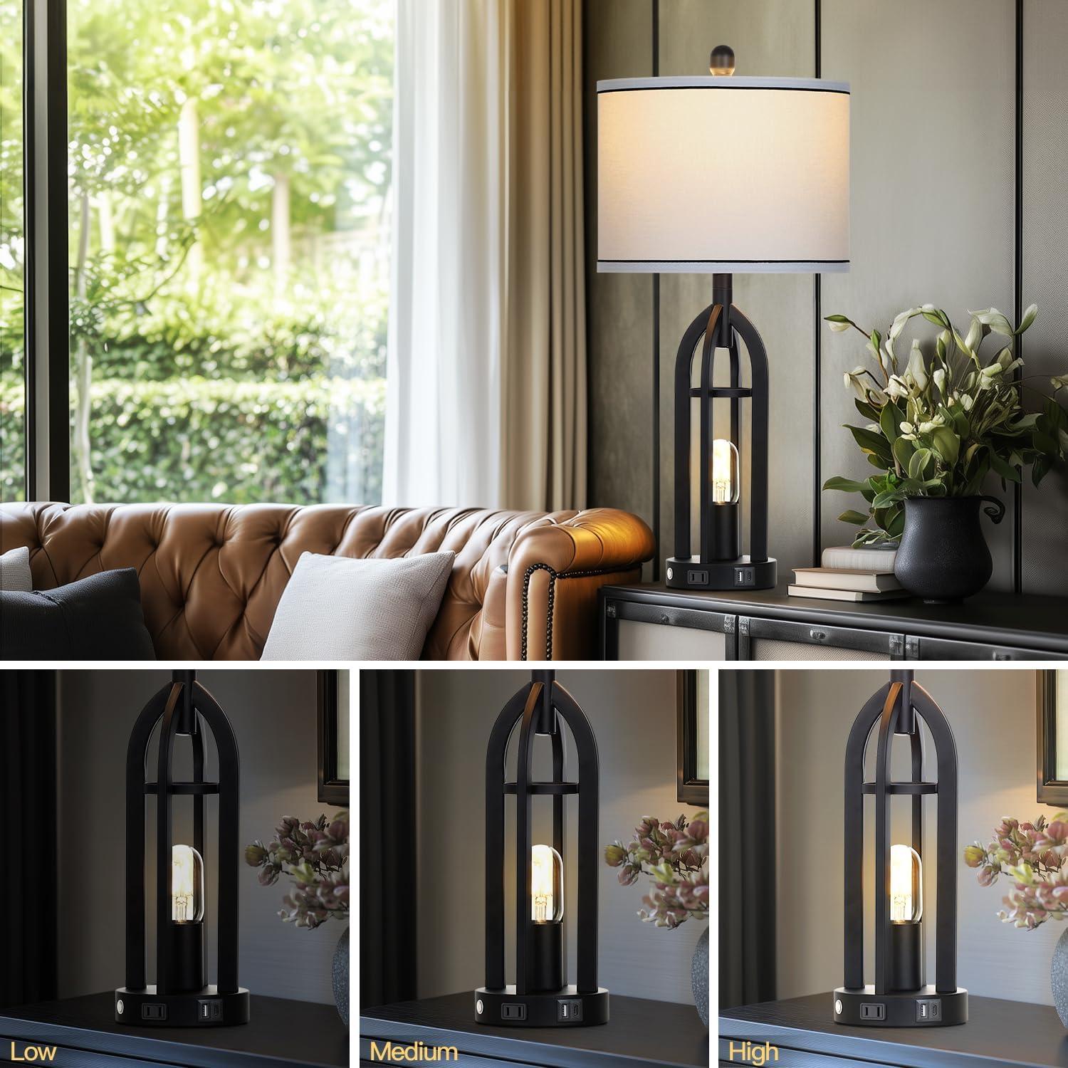 Lámpara de Mesa Industrial Cinyirong 68.58 cm USB y Toma de Corriente