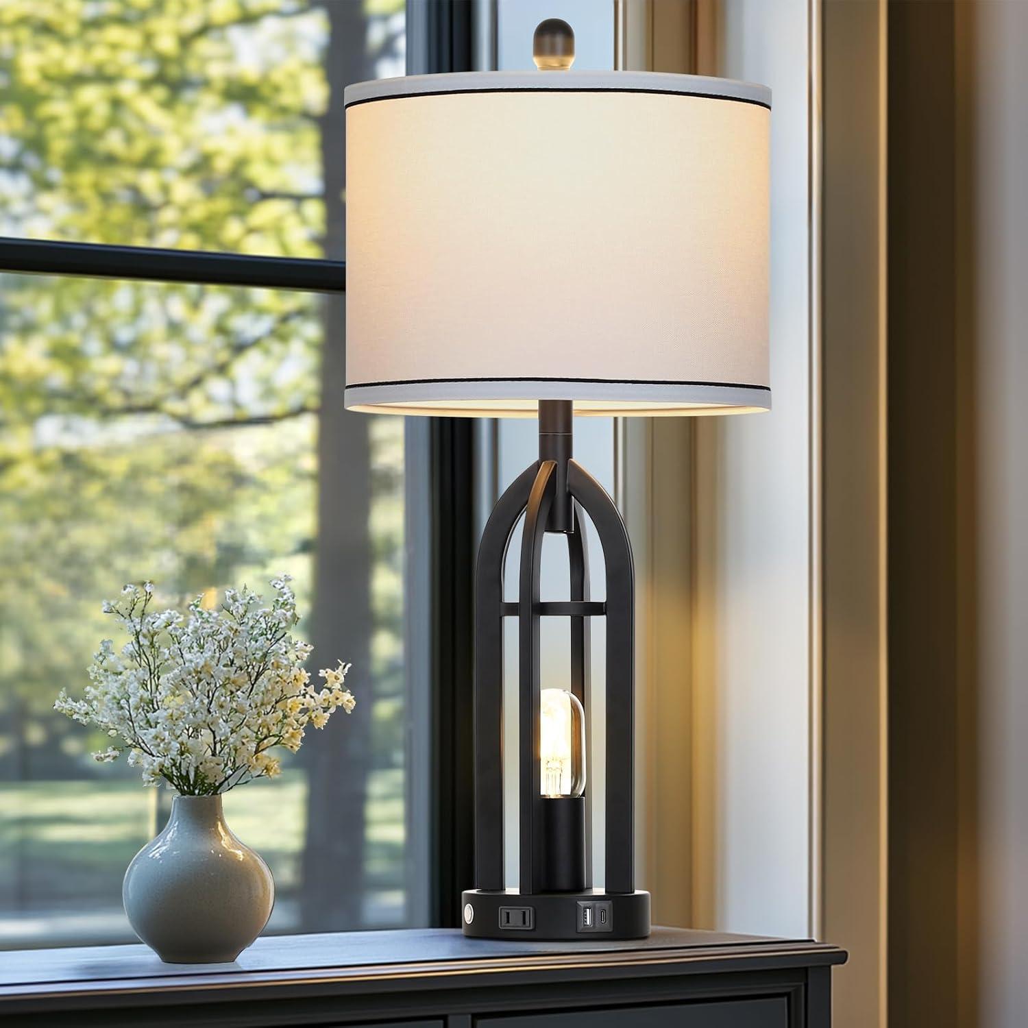 Lámpara de Mesa Industrial Cinyirong 68.58 cm USB y Toma de Corriente