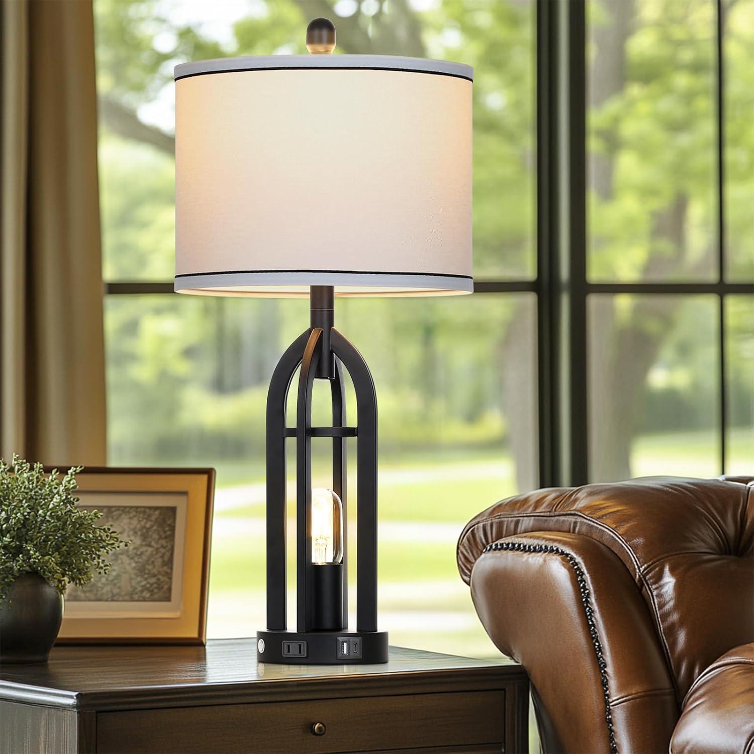 Lámpara de Mesa Industrial Cinyirong 68.58 cm USB y Toma de Corriente